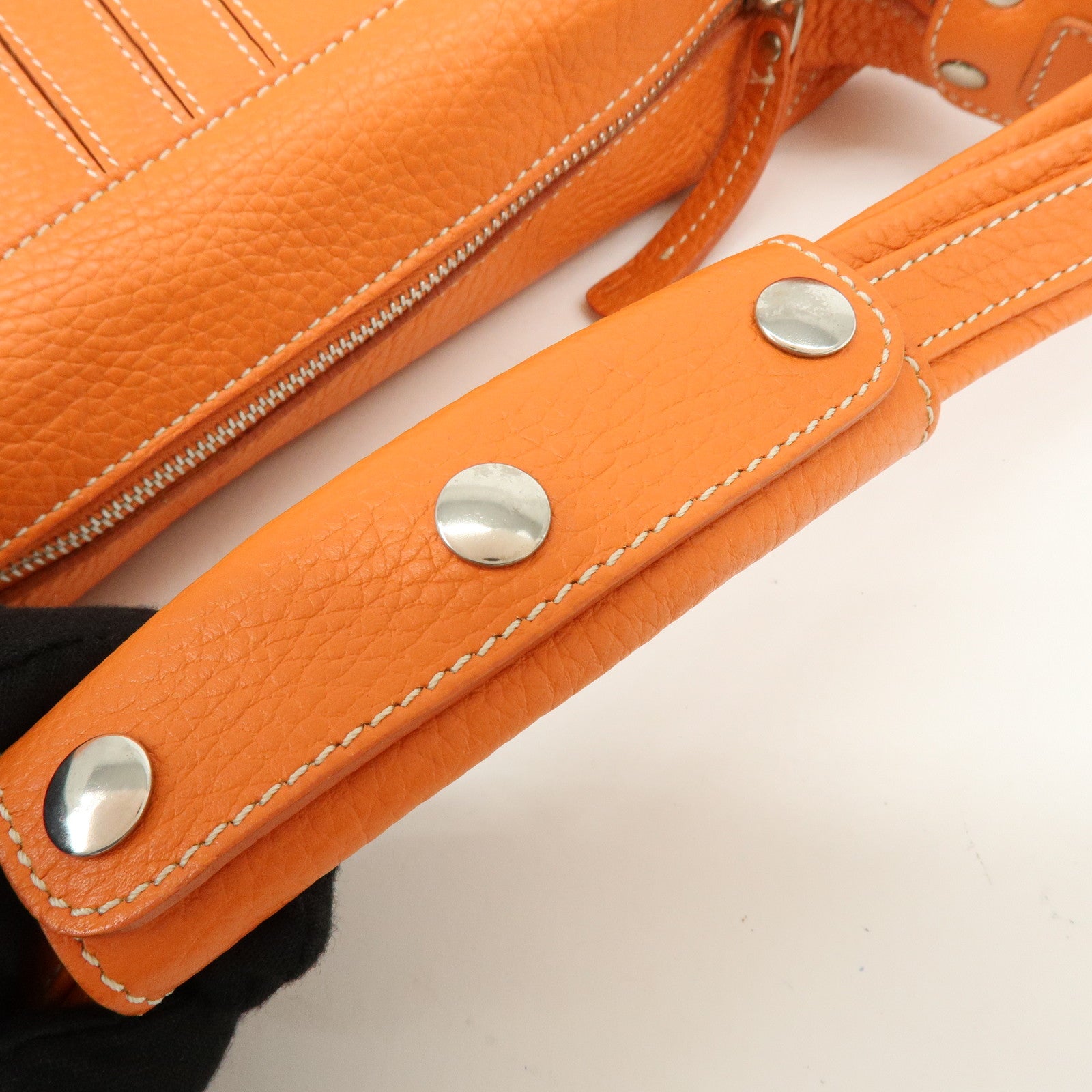 TOD'S Miky Leather Shoulder Bag Hand Bag Orange