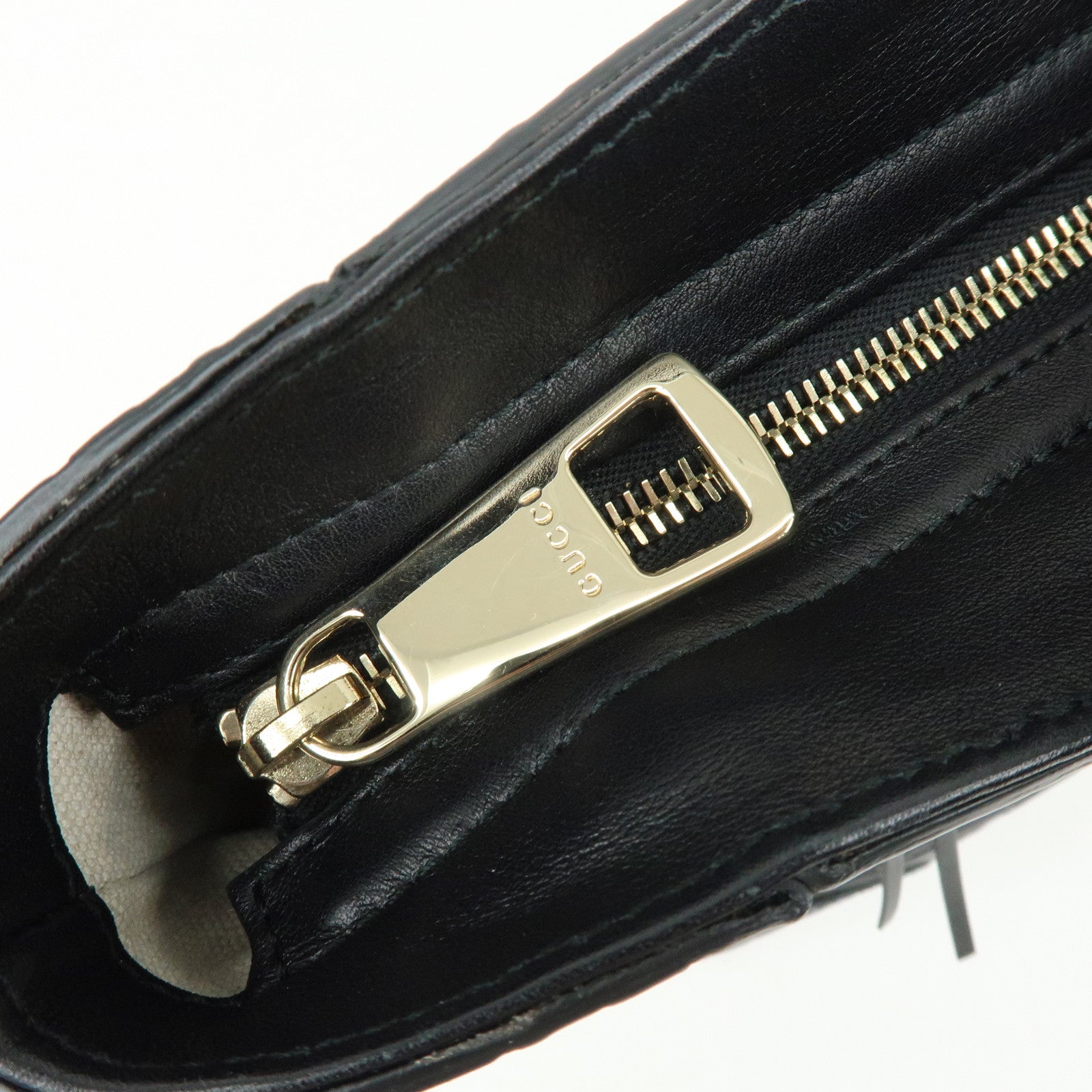 GUCCI Interlocking G Micro Guccissima Leather Hand Bag Black 353119