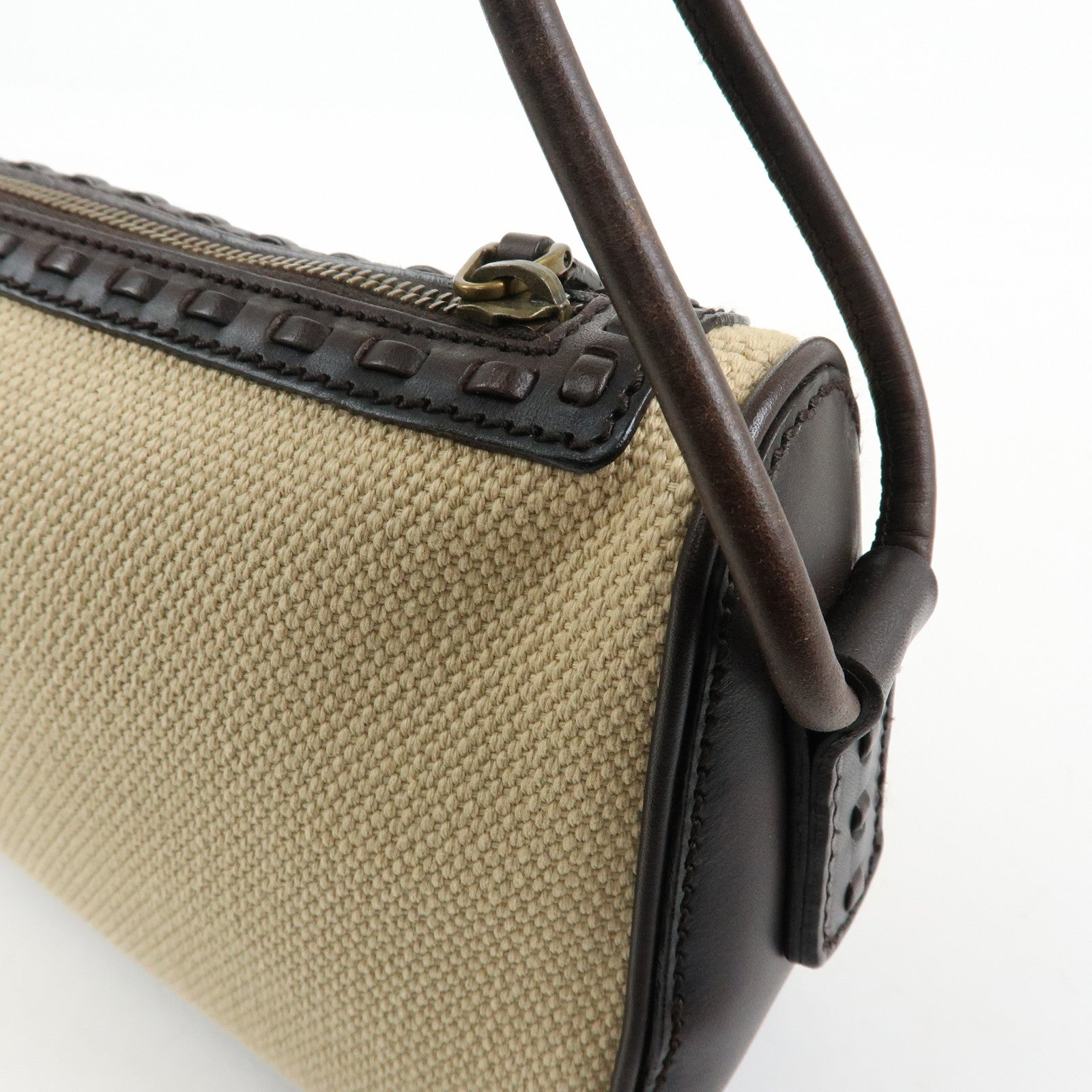 GUCCI Canvas Leather Shoulder Bag Hand Bag Beige Brown 106383
