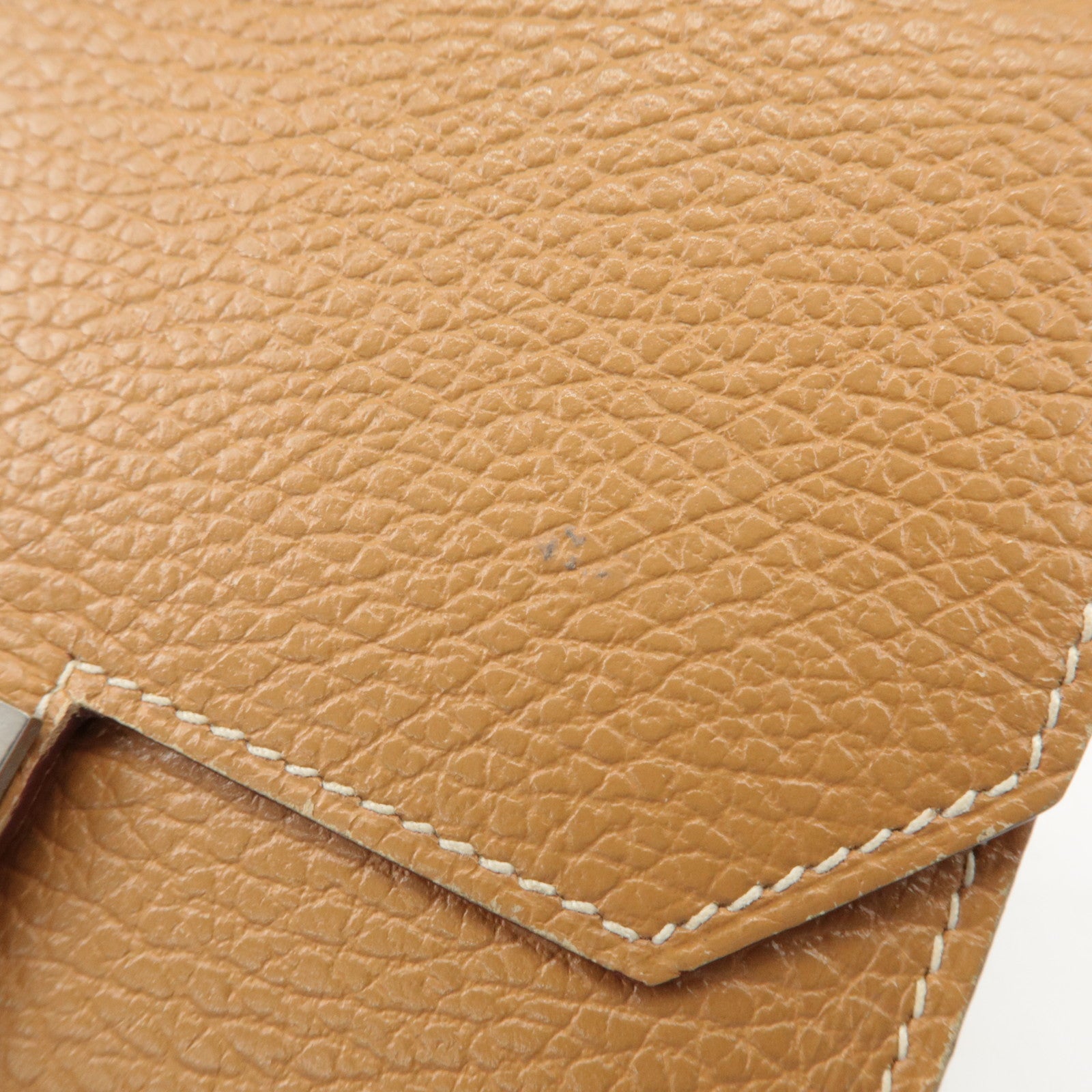 HERMES Leather Ameli H Logo Shoulder Bag Brown Silver HDW Used