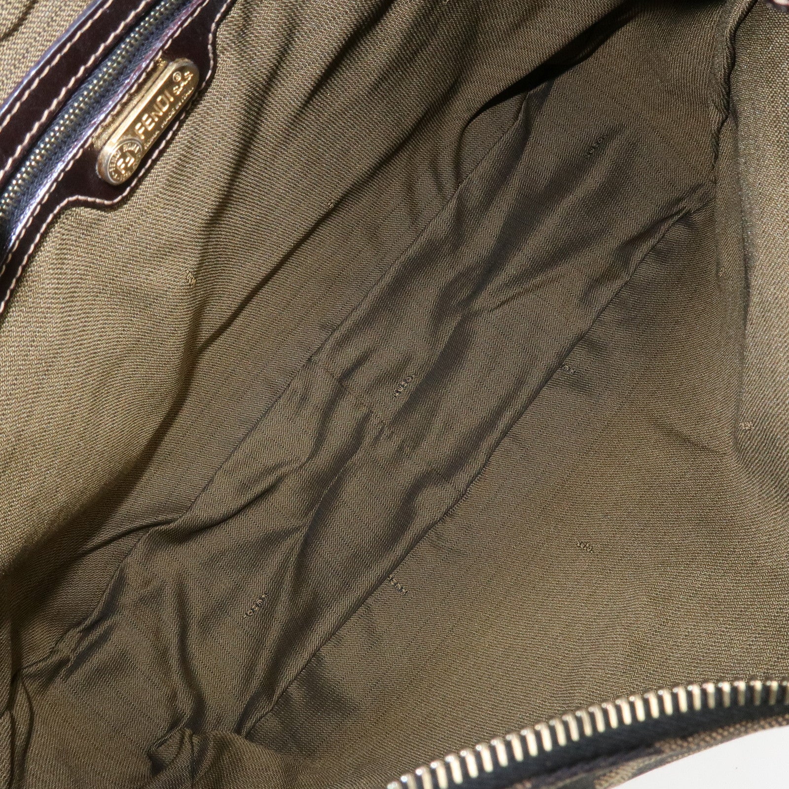 FENDI Zucca Canvas Leather Shoulder Bag Hand Bag Brown Black