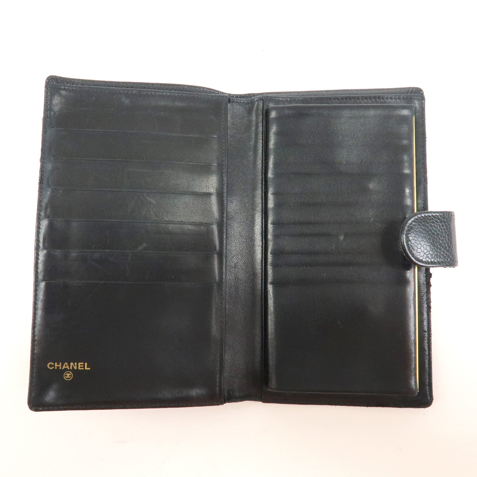 CHANEL COCO Mark Caviarskin Long Wallet Black