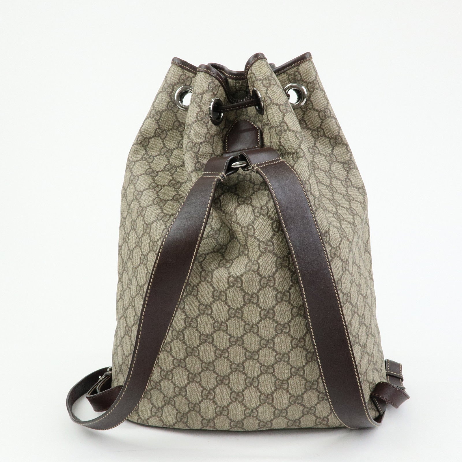 GUCCI GG Supreme Leather Backpack Rucksuck Beige Brown 189745