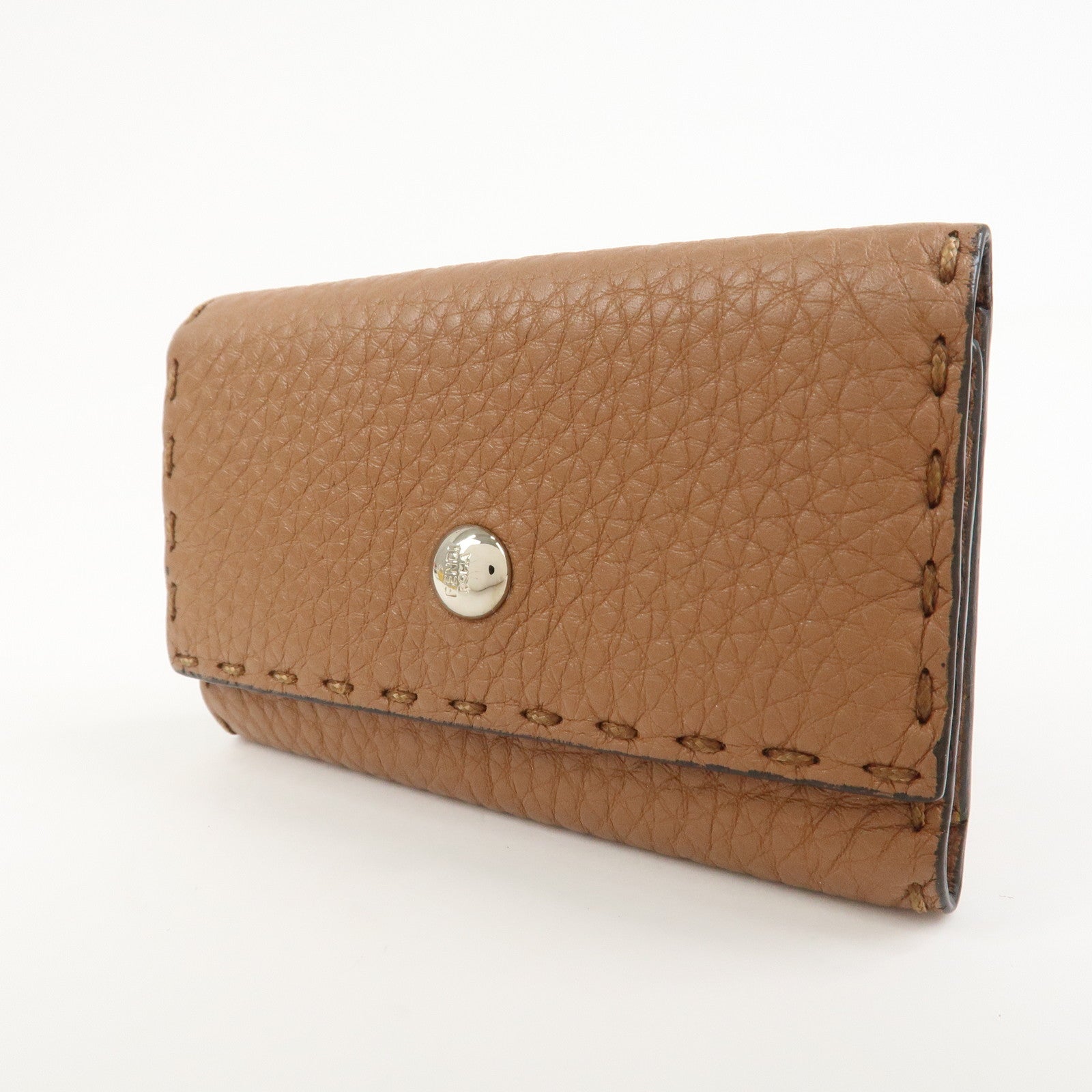 FENDI Selleria Leather 6 Rings Key Case 8AP079 Brown