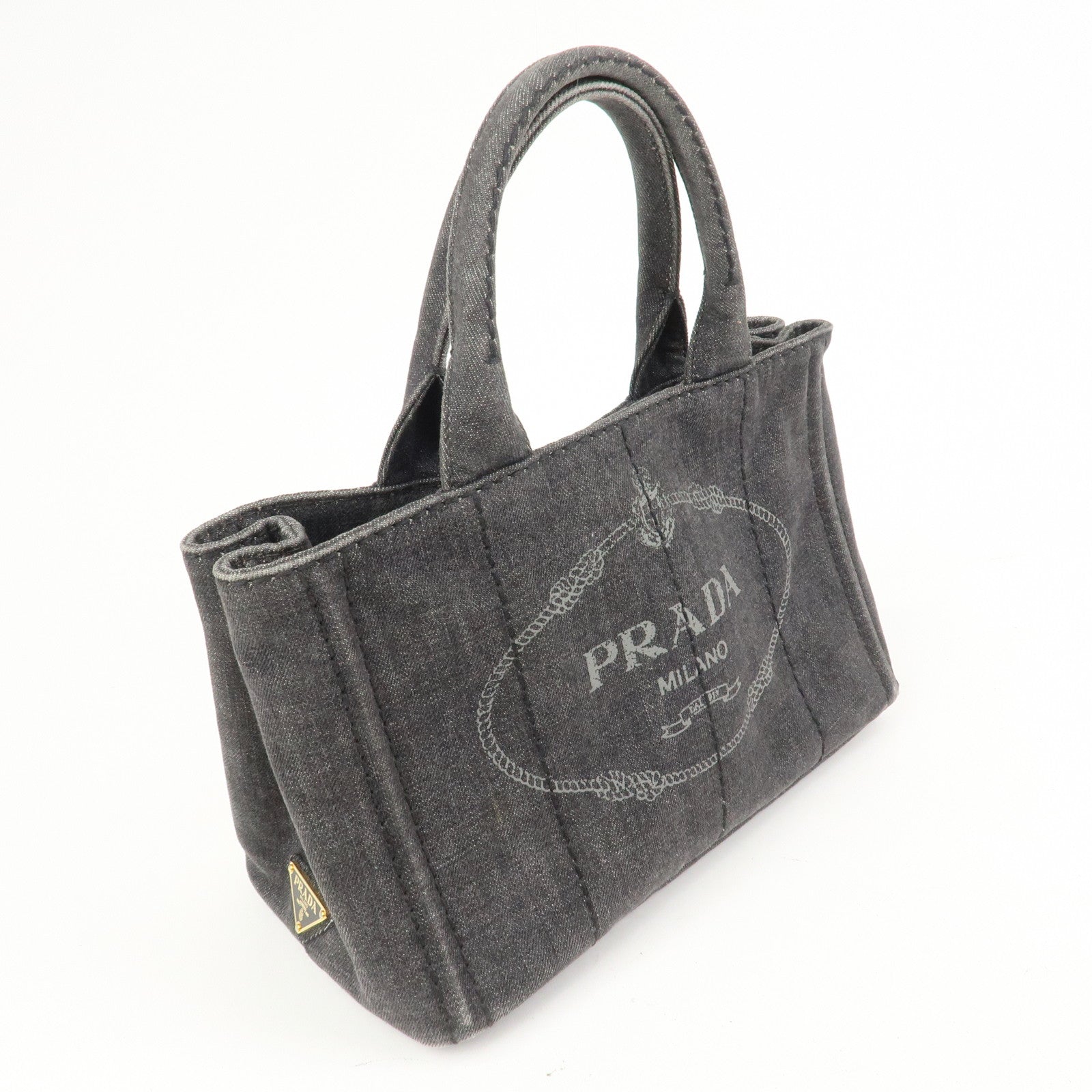 PRADA Logo Canapa Mini Canvas 2Way Bag Hand Bag 1BG439