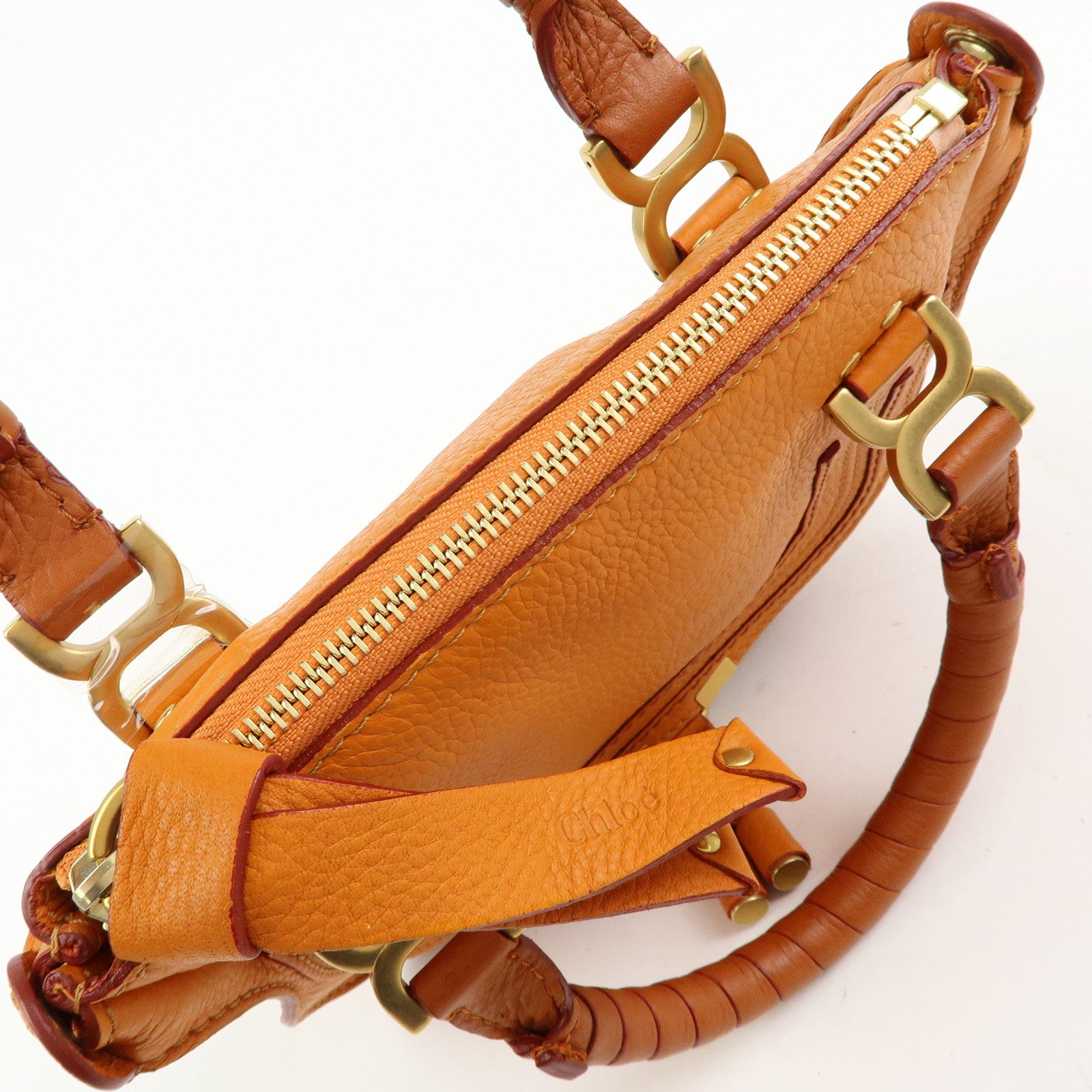 Chloe Marcy Leather 2Way Bag Hand Bag Shoulder Bag Orange