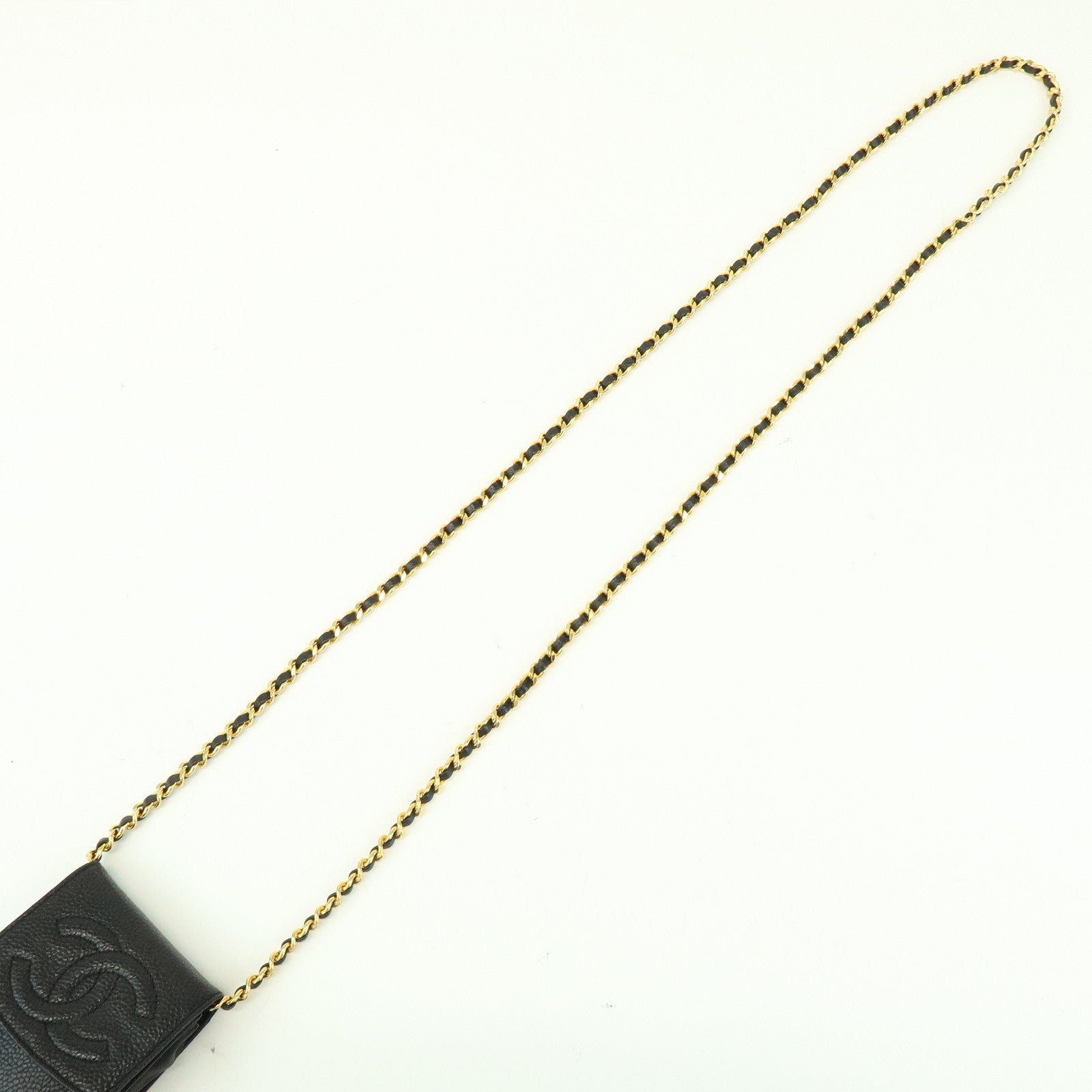 CHANEL COCO Mark Caviarskin Chain Shoulder Phone Case Black