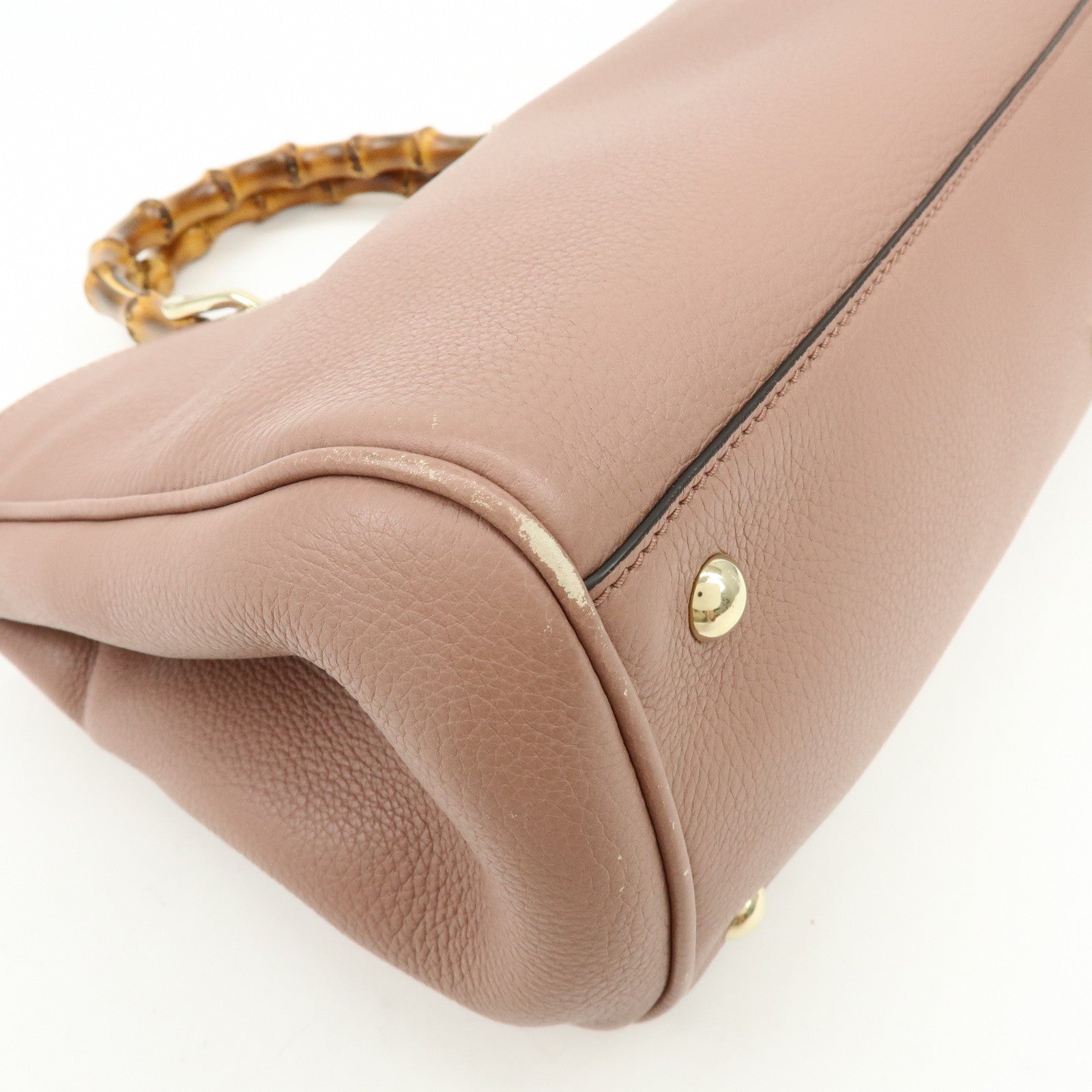 GUCCI Bamboo Shopper Medium 2Way Bag Shoulder Bag Pink Beige 323660