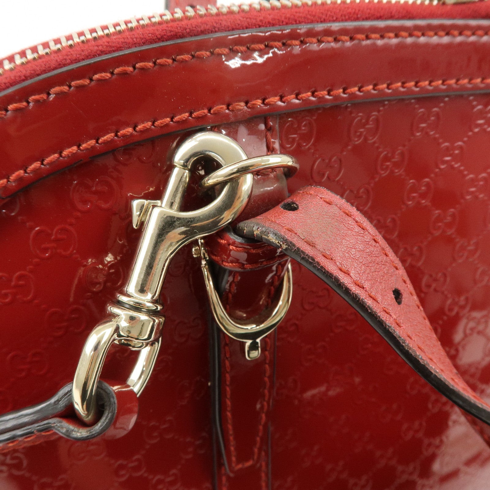 GUCCI Micro Guccissima Patent Leather 2way Hand Bag Red 309617 Used