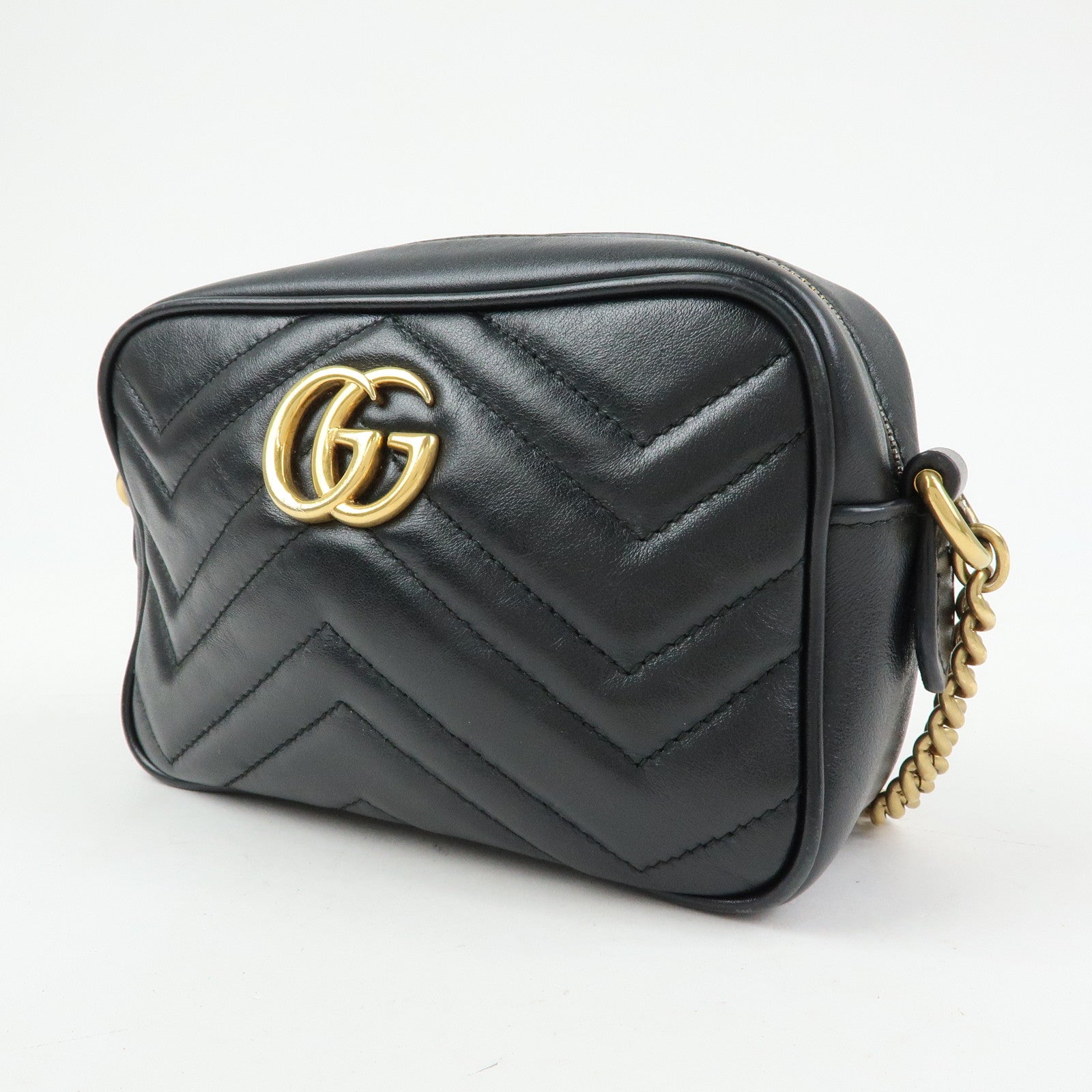 GUCCI GG Marmont Leather Shoulder Bag Crossbody Bag Black 448065