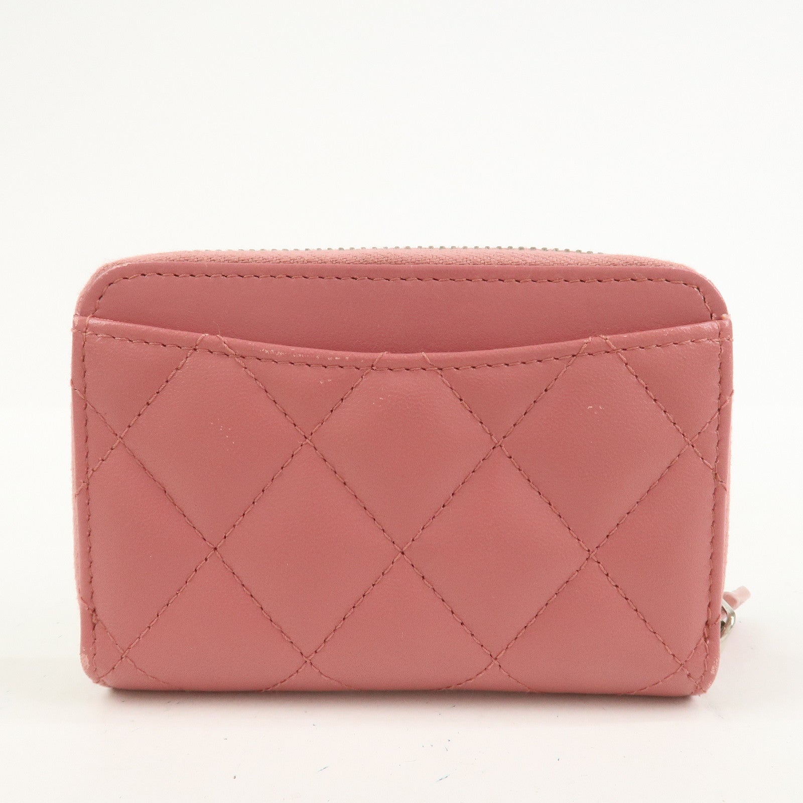 CHANE Matelasse Lambskin Classic Zippy Coin Case Pink AP0216