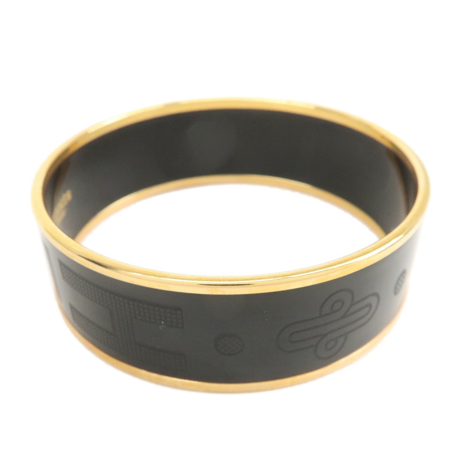 HERMES Email GM Bangle Metal Bracelet Black Gold