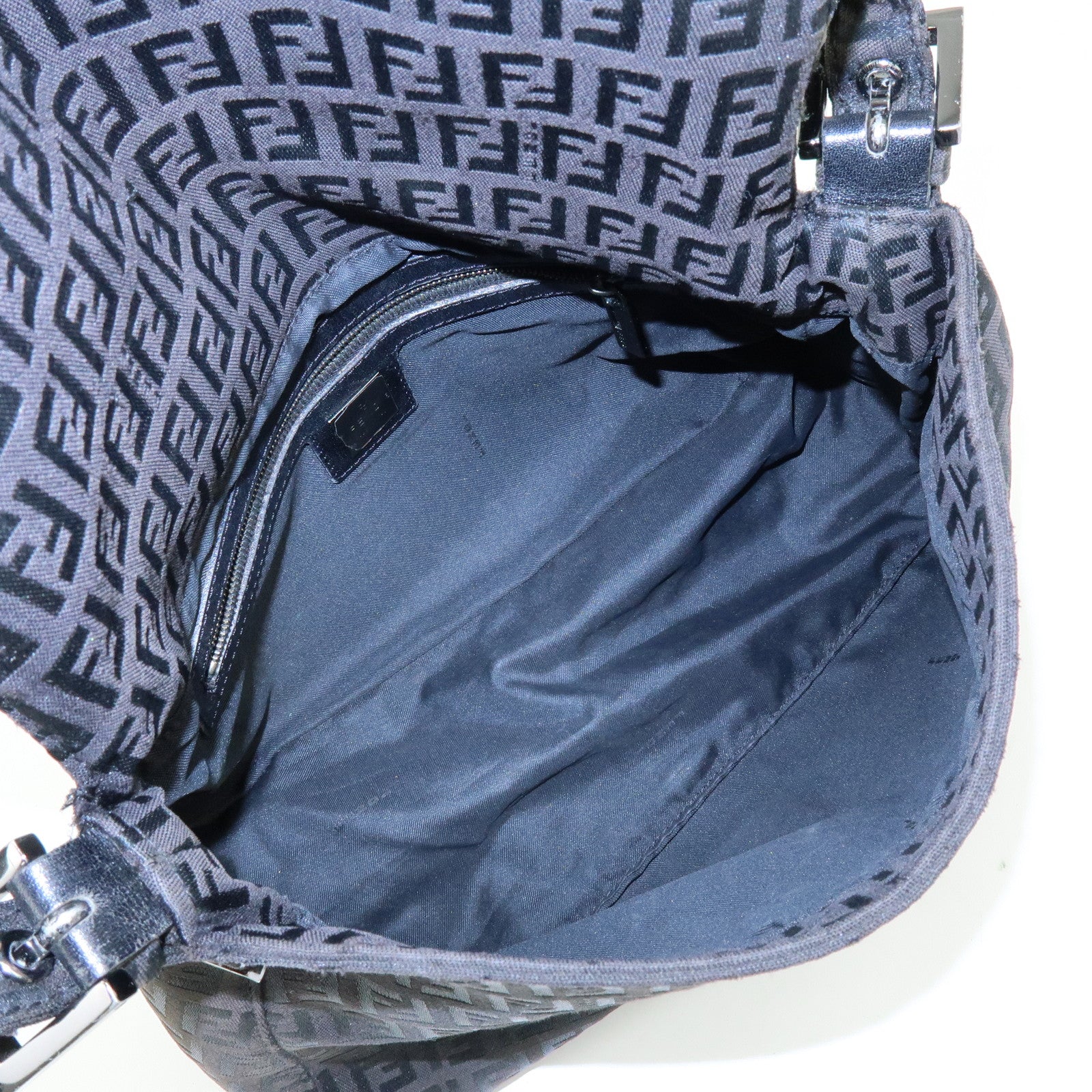 FENDI Zuccino Canvas Mamma Baguette Shoulder Bag Black 8BR001