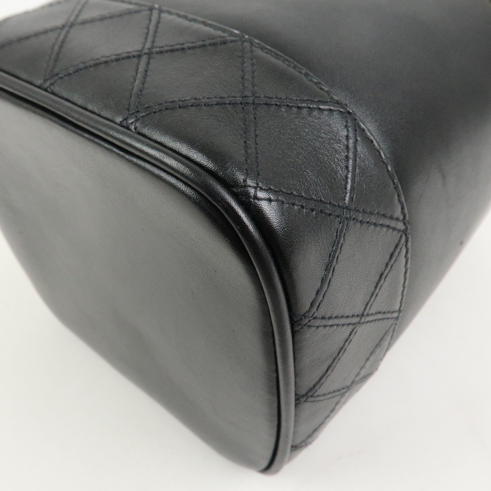 CHANEL Bicolore Lamb Skin Vanity Bag Hand Bag Makeup Bag A01619