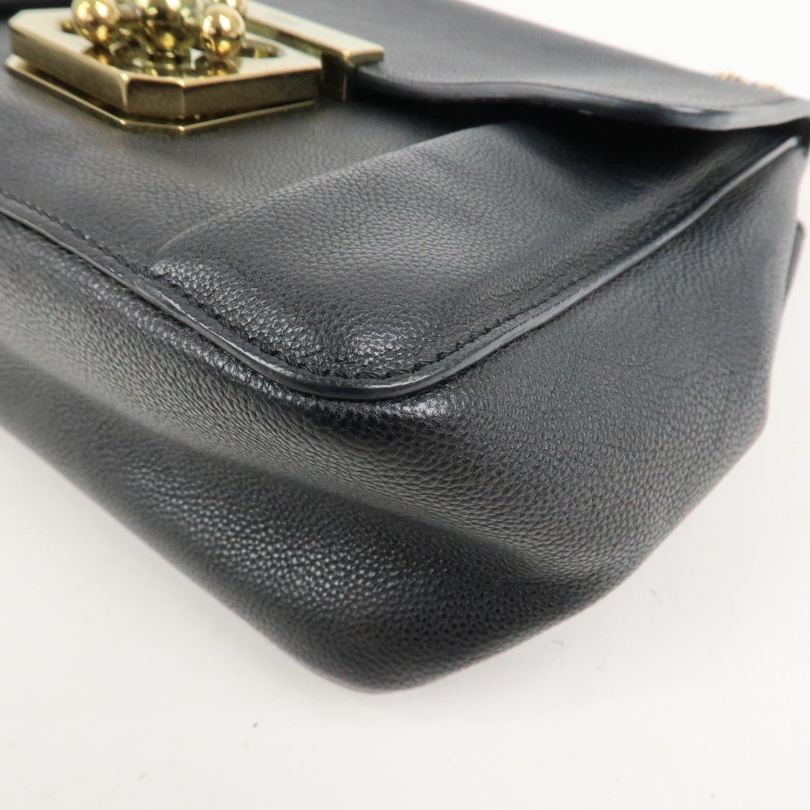 Chloe Elsie Leather Chain Shoulder Bag Hand Bag Black