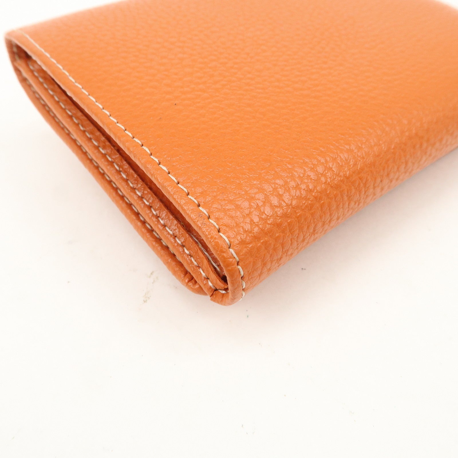 Chloe Leather Tri-fold Compact Wallet Studs Orange