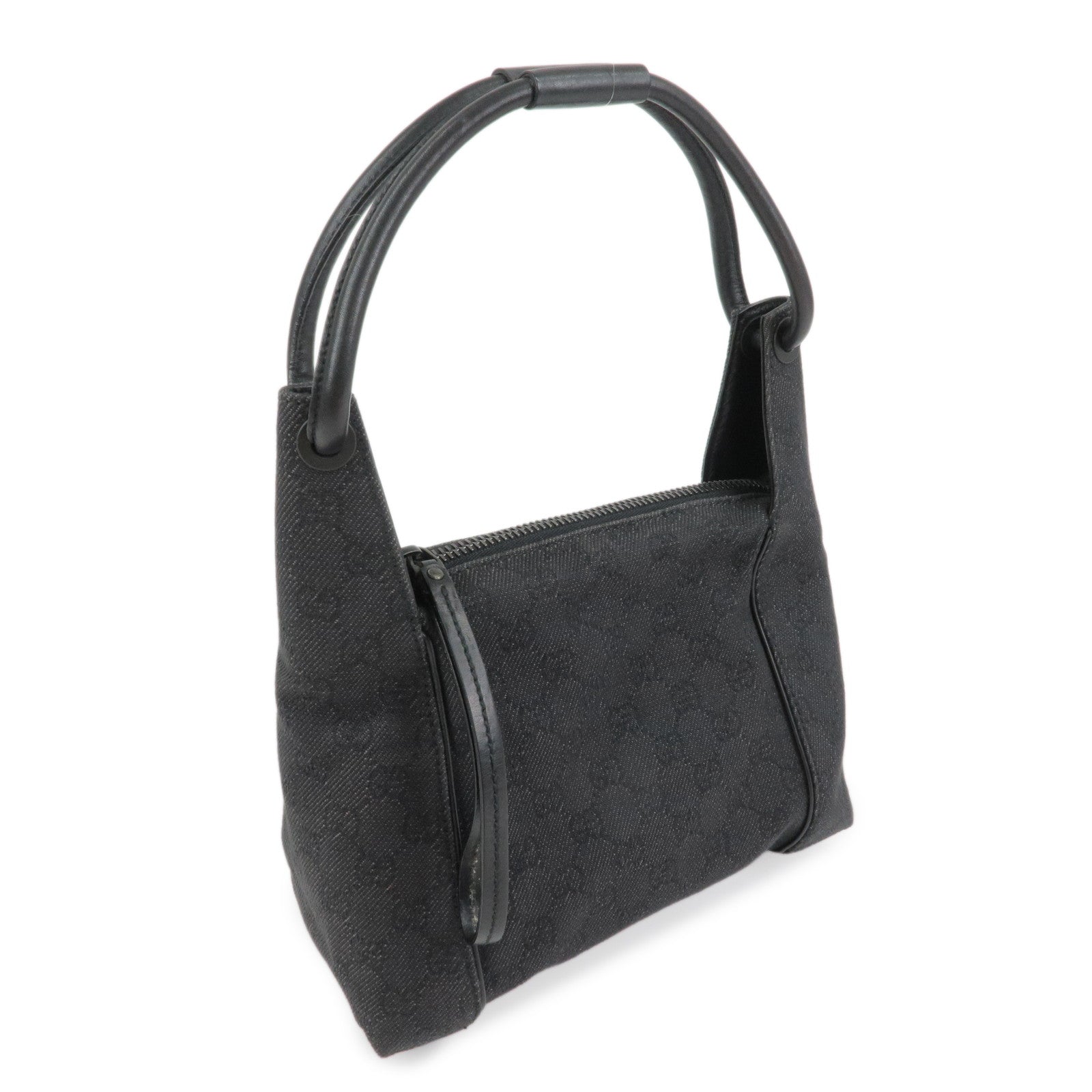 GUCCI GG Monogram Leather Shoulder Bag Hand Bag Black 101333