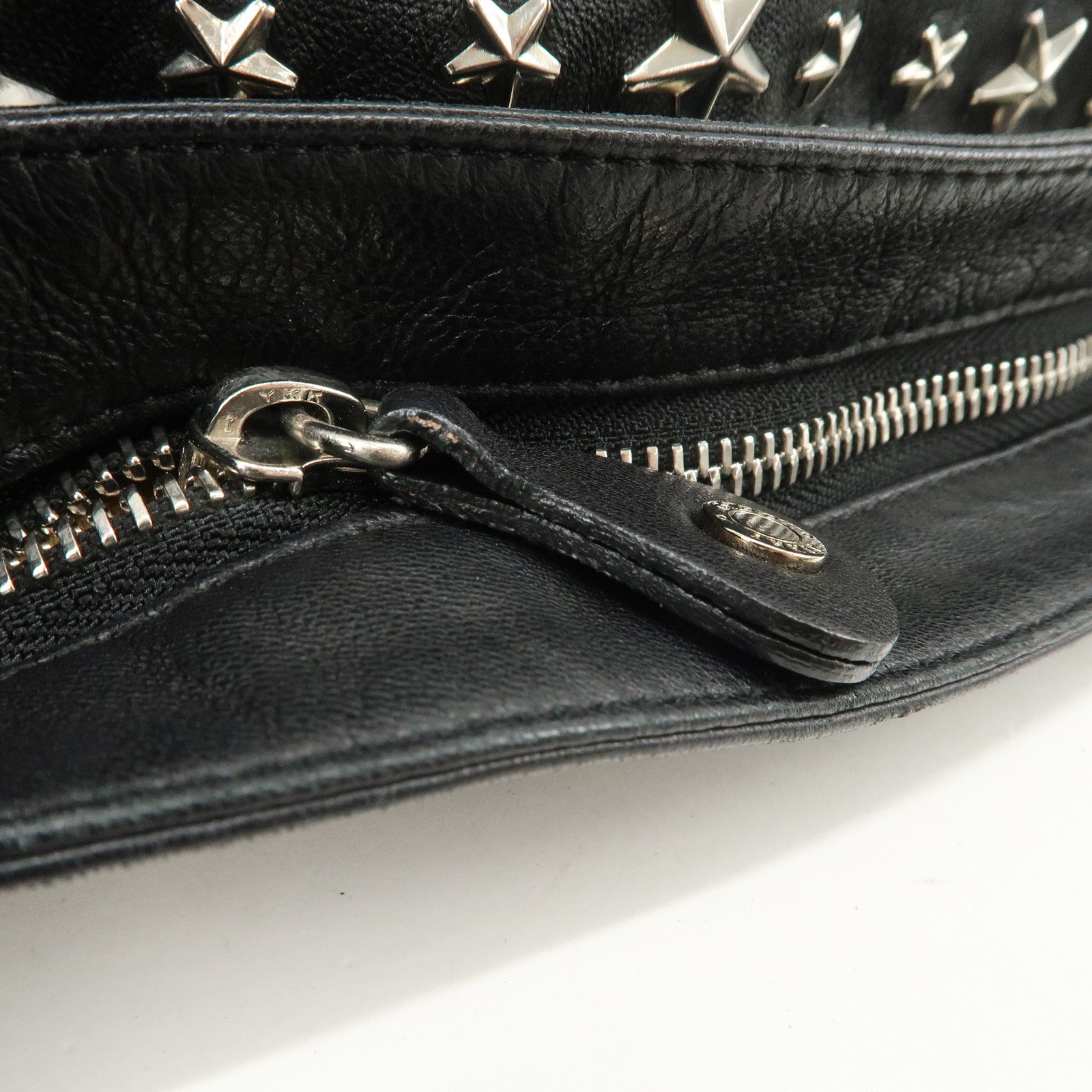 JIMMY CHOO Sky Bag Studs Leather Shoulder Bag Black