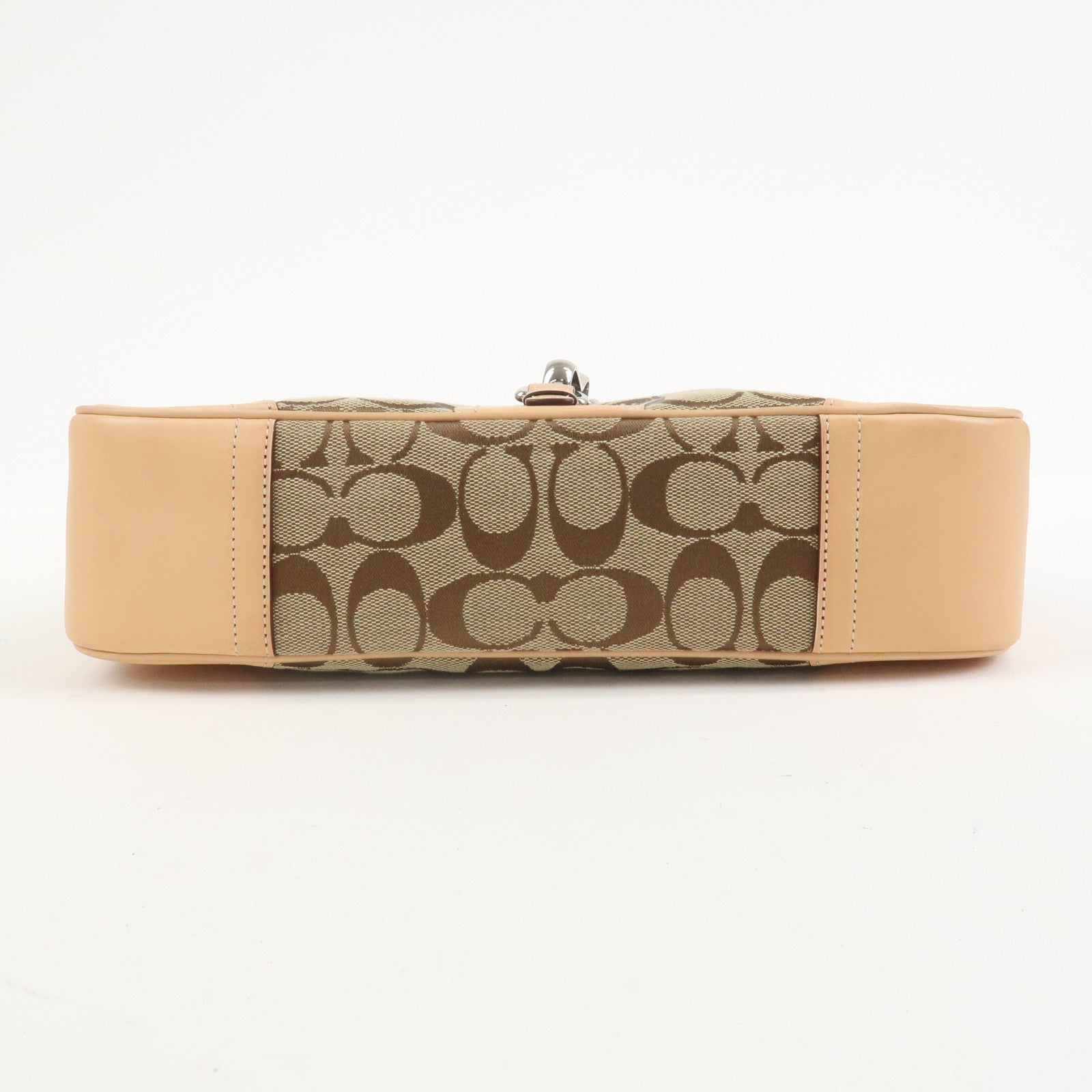 COACH Signature Canvas Leather Shoulder Bag Hand Bag Beige