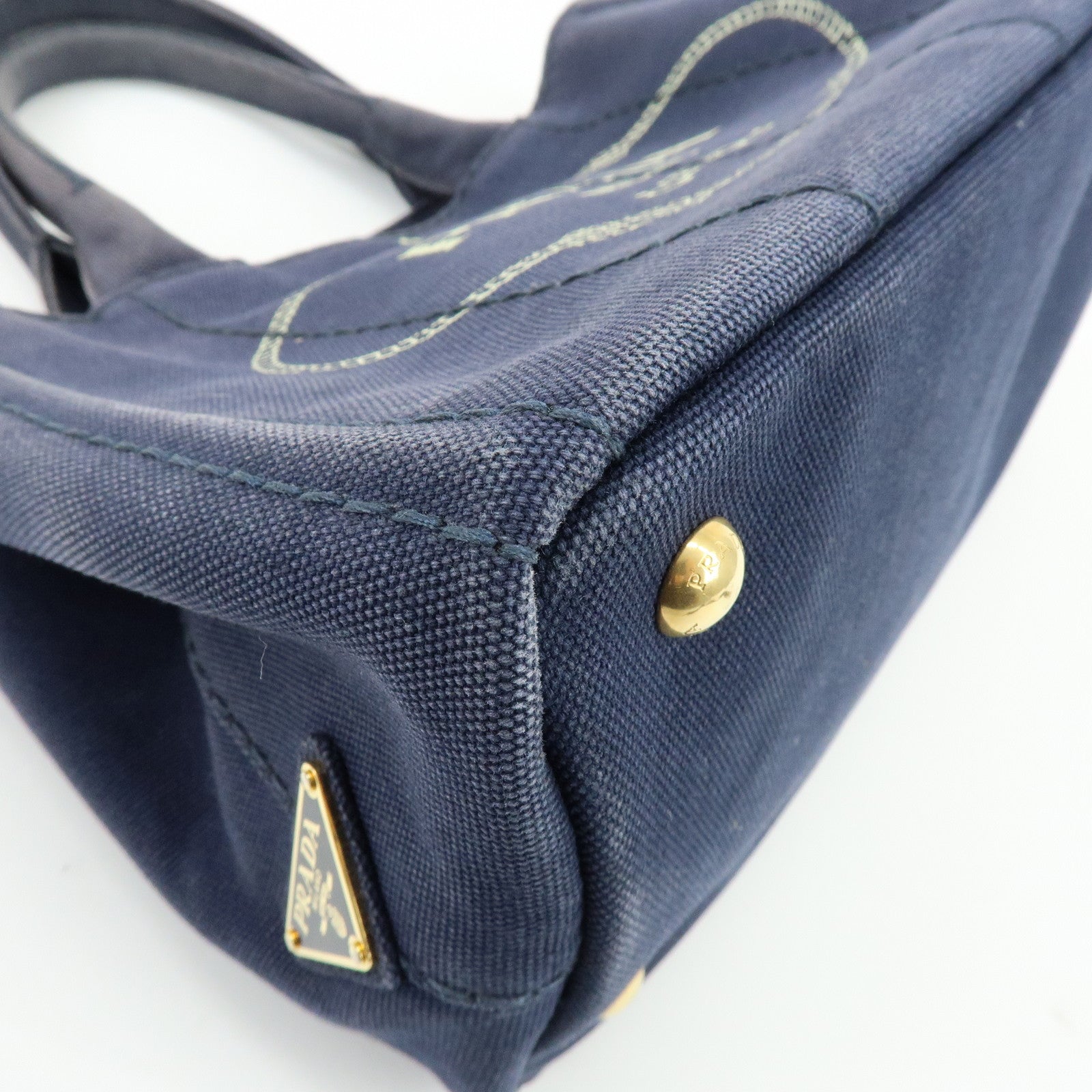 PRADA Canapa Mini Canvas 2Way Bag Hand Bag Navy 1BG439
