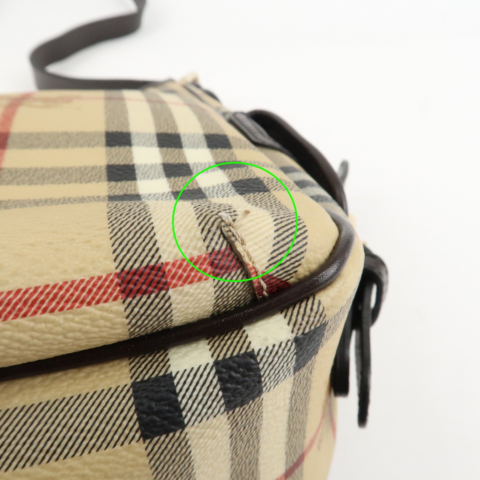 BURBERRY Nova Plaid Canvas Leather Shoulder Bag Hand Bag Used