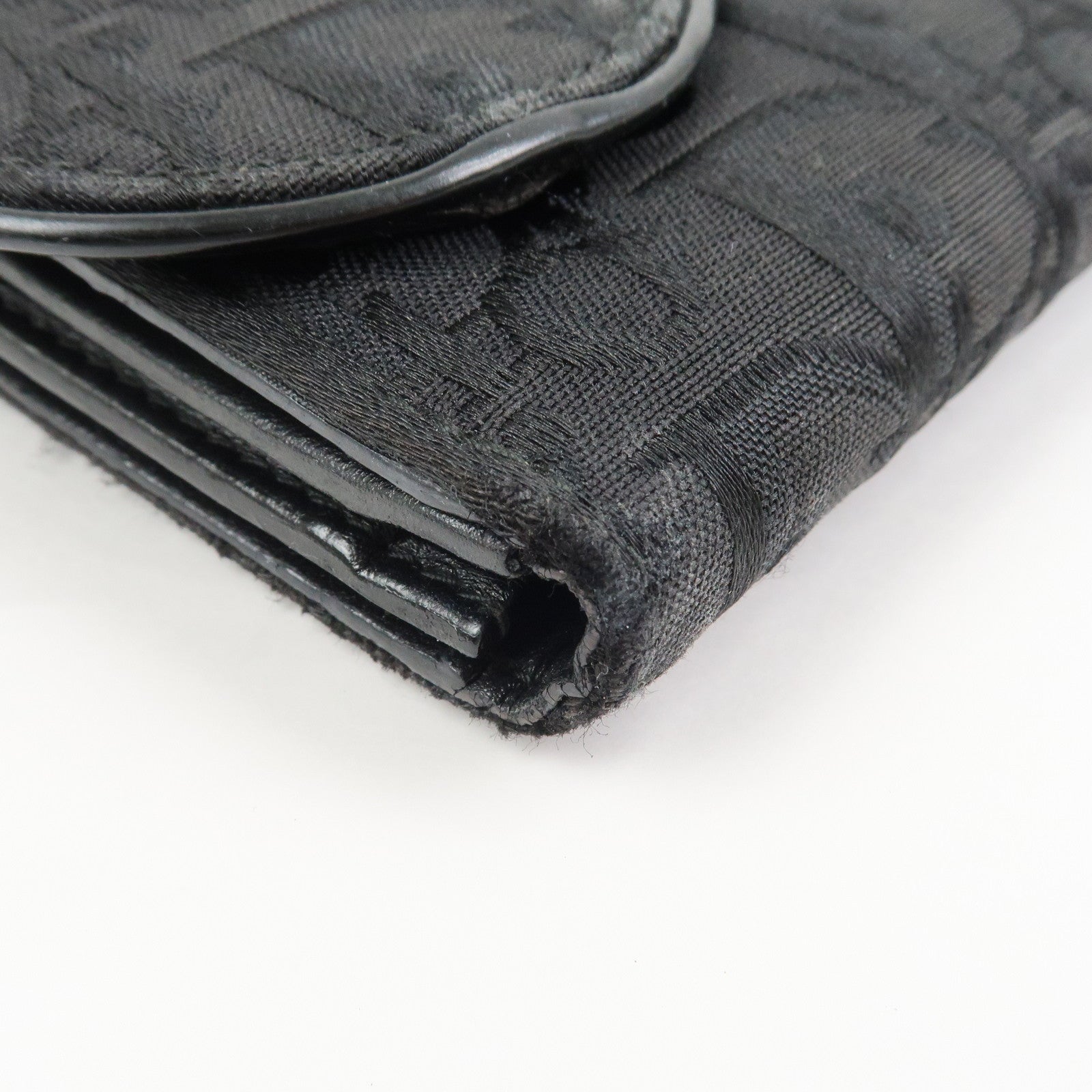 Christian Dior Trotter Canvas Patent Leather Saddle Wallet Black