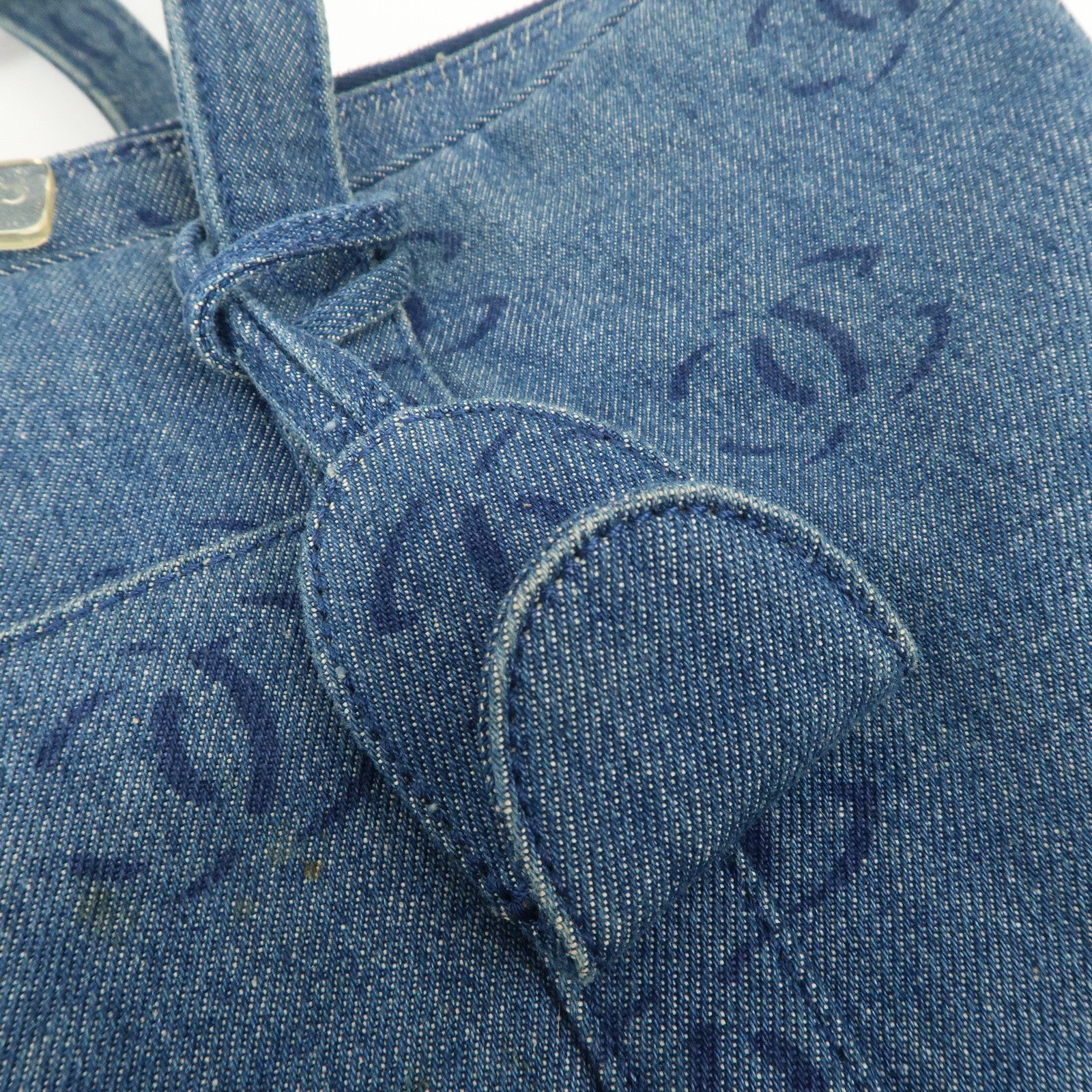 CHANEL COCO Mark Denim Boston Bag Hand Bag Travel Bag Blue