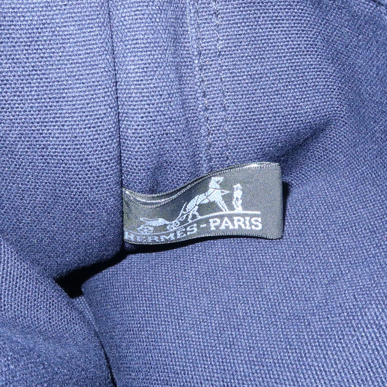 HERMES Deauville PM Cotton Tote Bag Hand Bag Navy