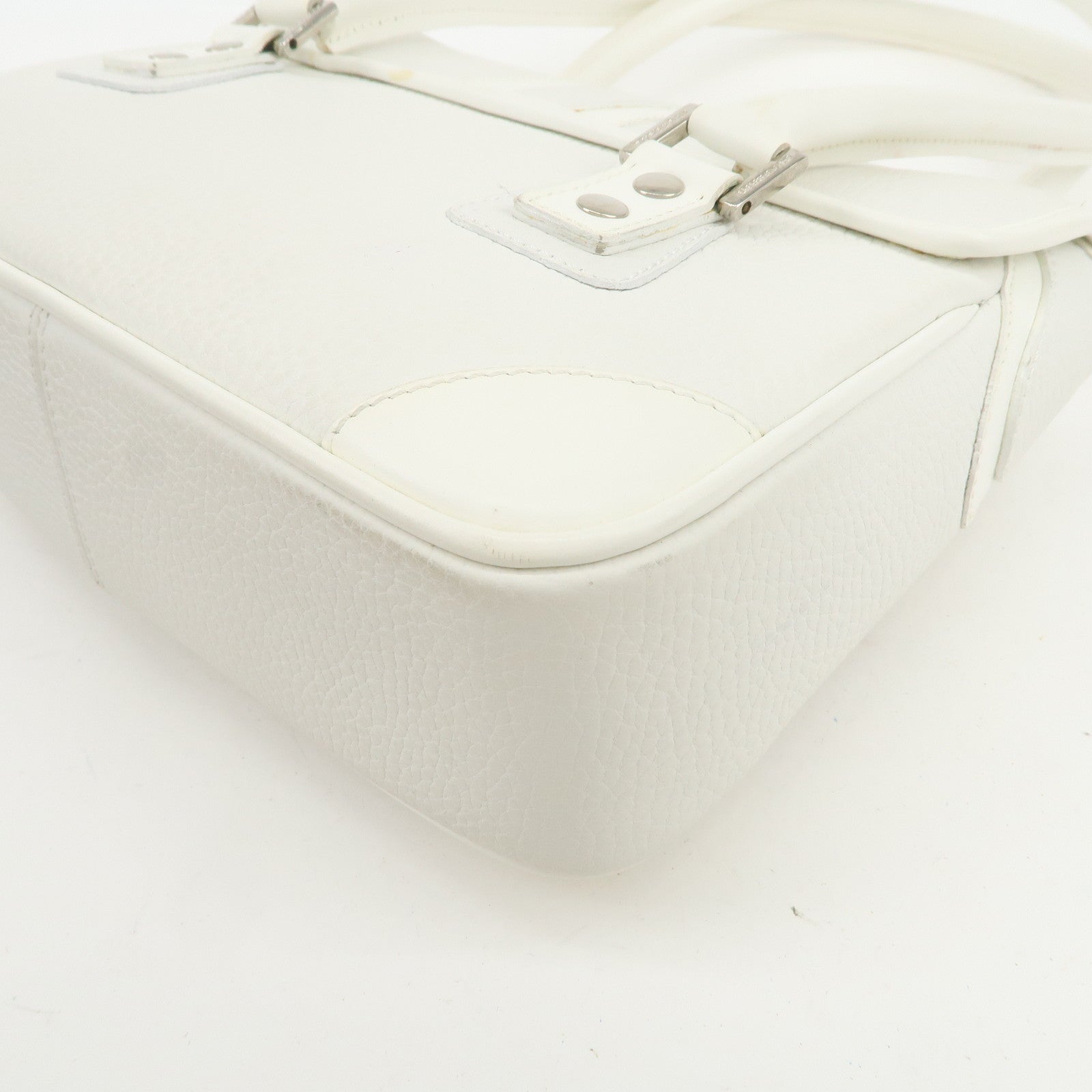 BURBERRY Leather Shoulder Bag Hand Bag White