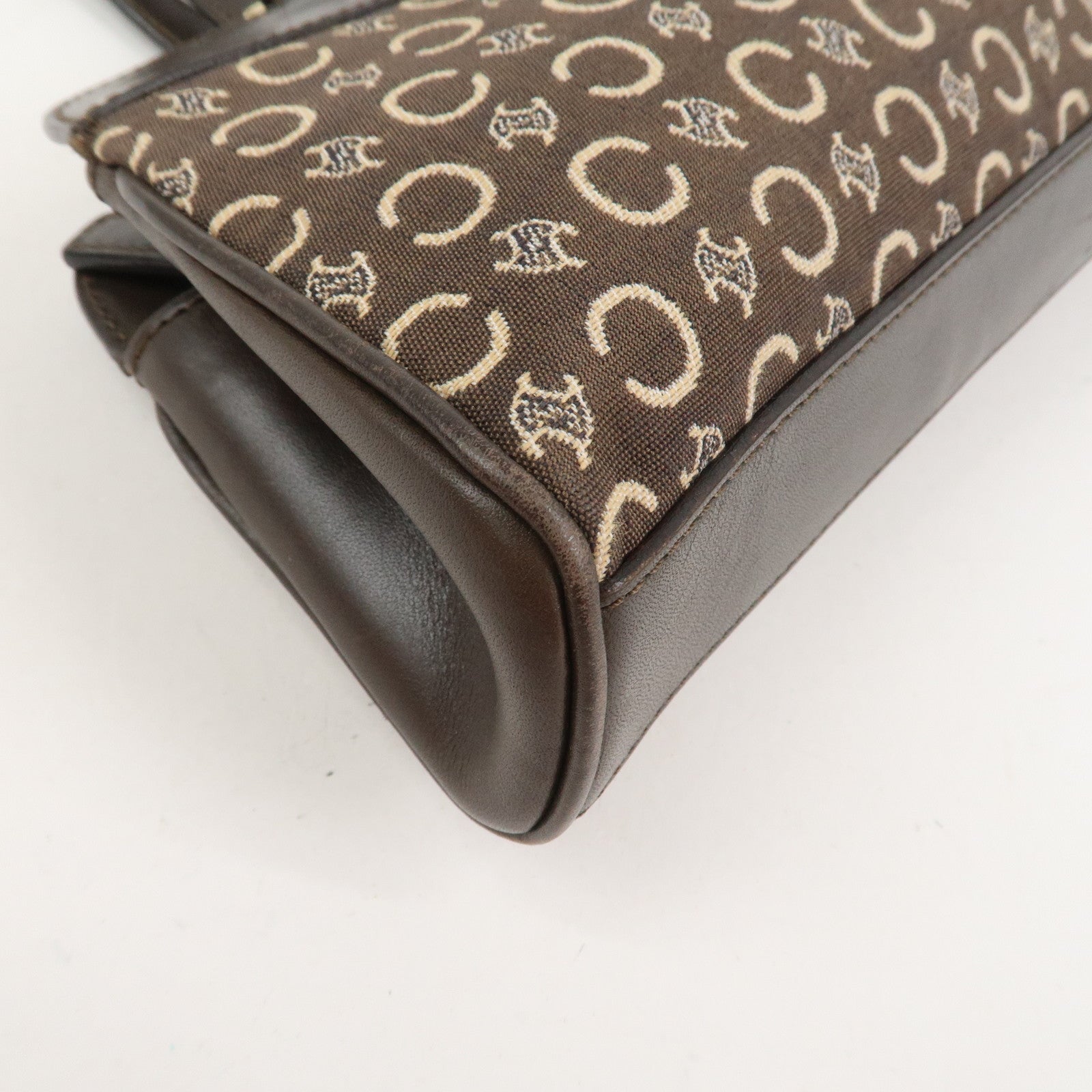 CELINE C Macadam Canvas Leather Hand Bag Brown