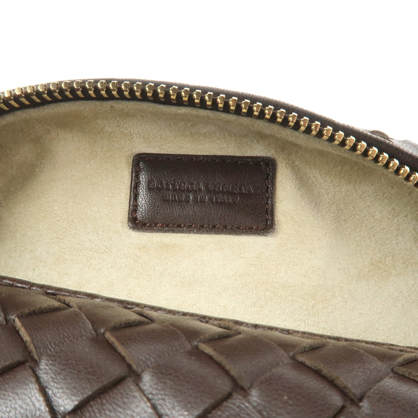 BOTTEGA VENETA Intrecciato Lamb Skin Hand Bag Boston Bag Dark Brown