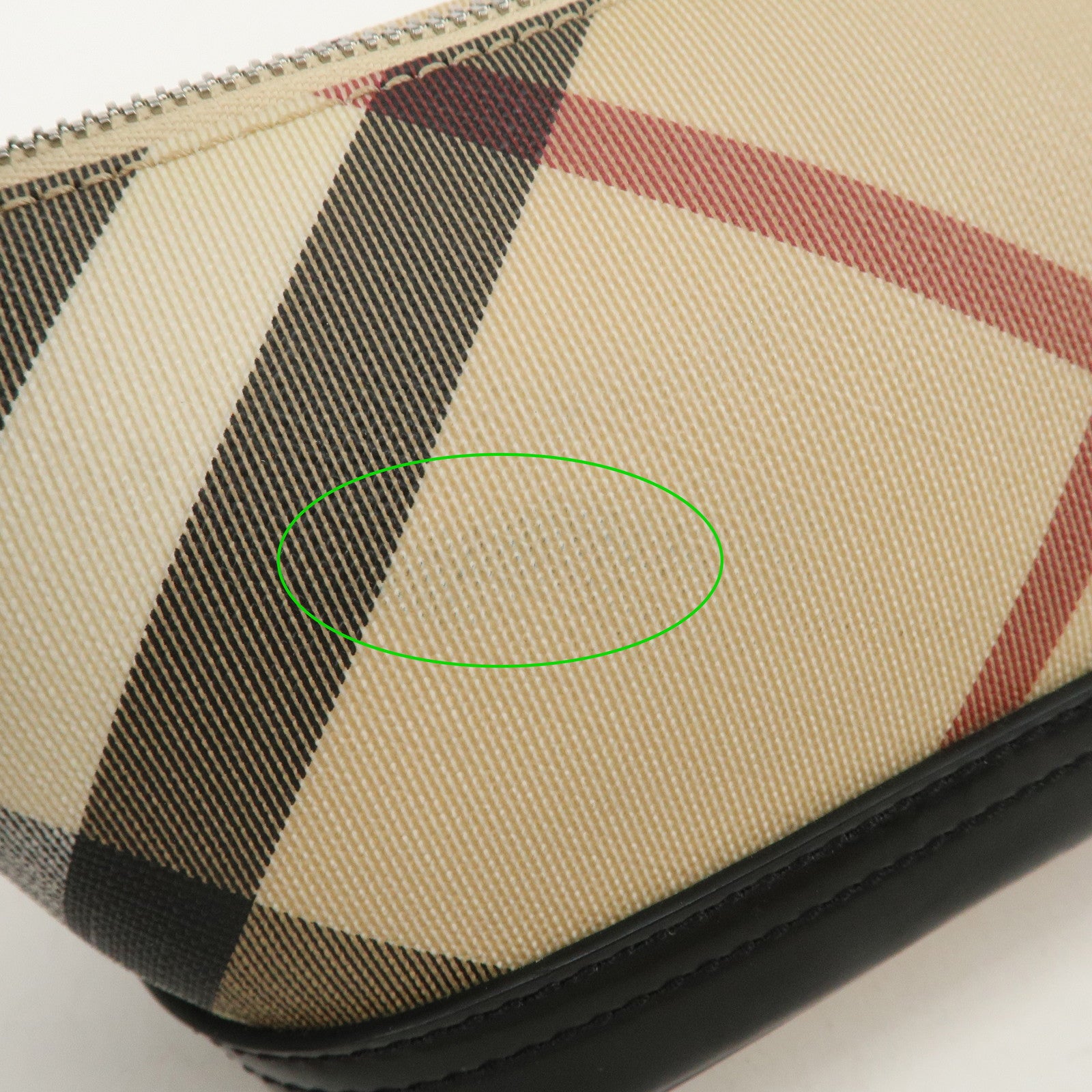 BURBERRY Leather PVC Boat Bag Hand Bag Shoulder Bag Nova Plaid Black Used