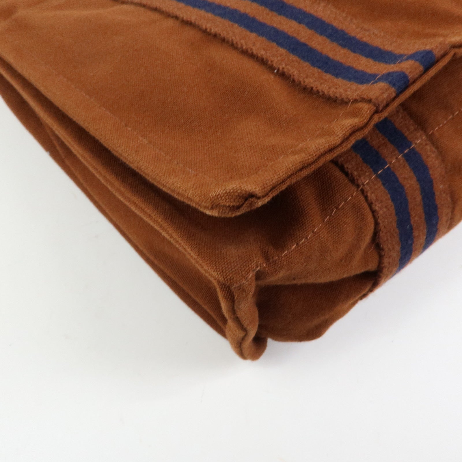 HERMES Basas MM Fourre Toute Cotton Canvas Shoulder Bag Brown
