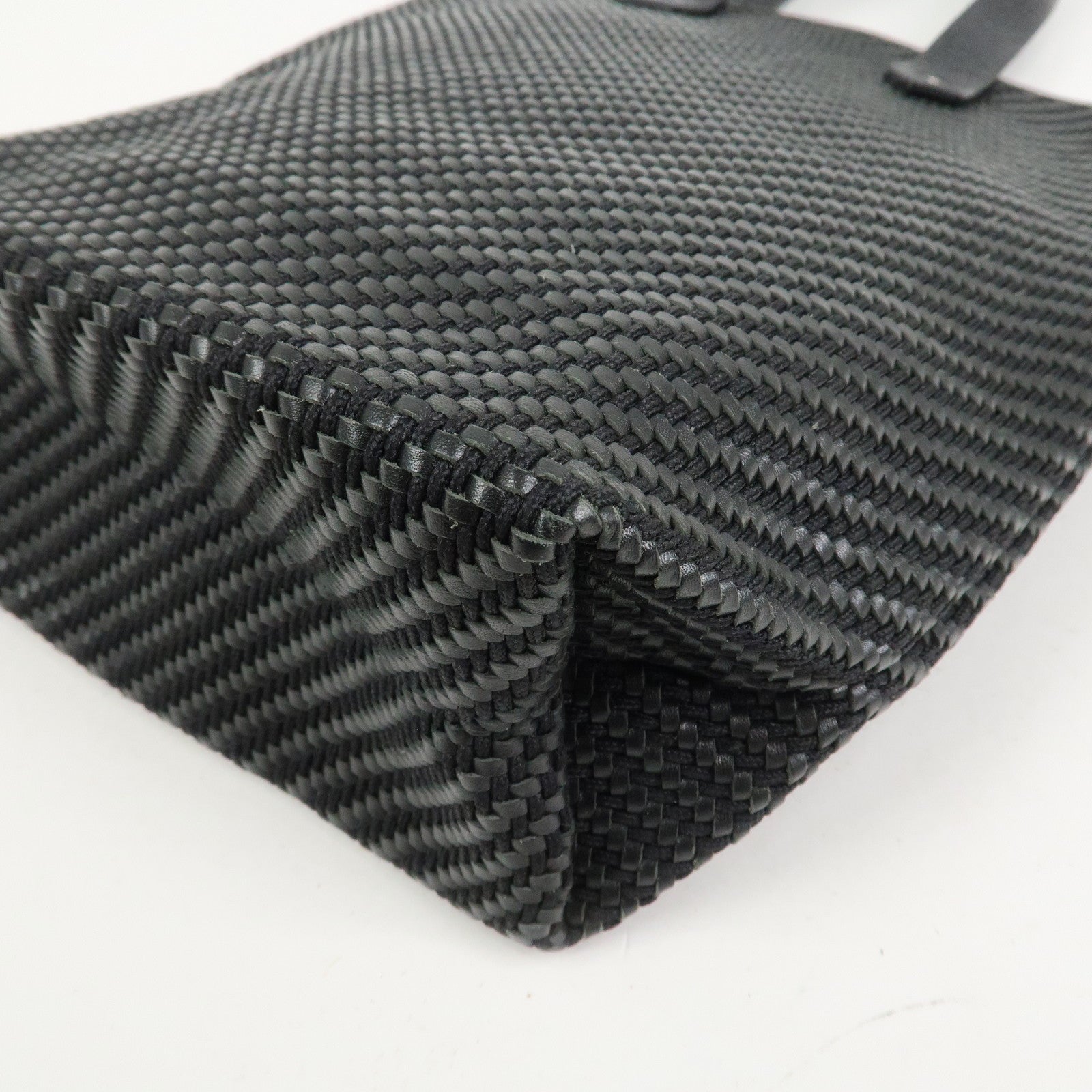 HERMES Amedaba PM Diago Canvas Leather Tote Bag Hand Bag Black