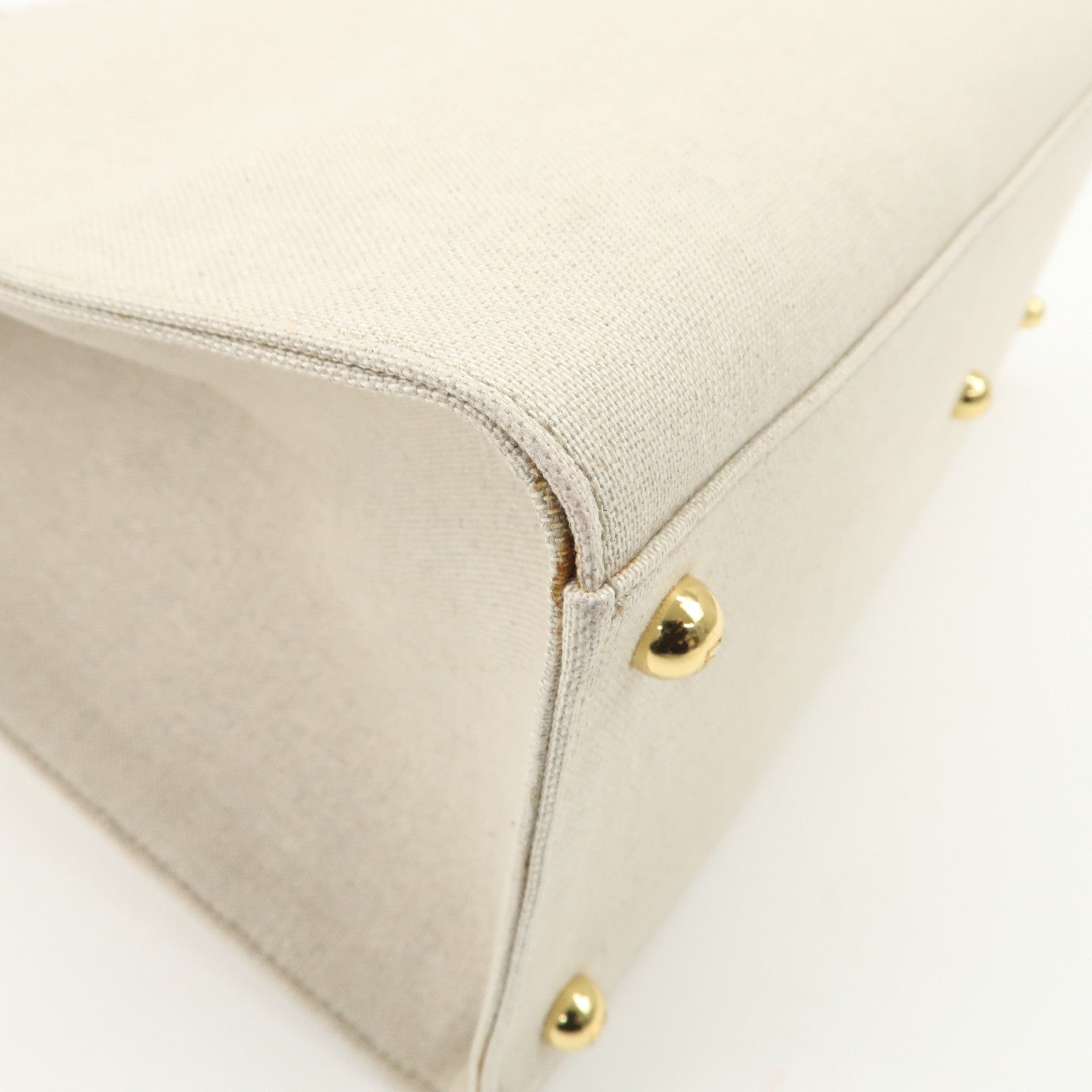 FENDI Leather Canvas Sunshine Medium Tote Bag Natural 8BH386