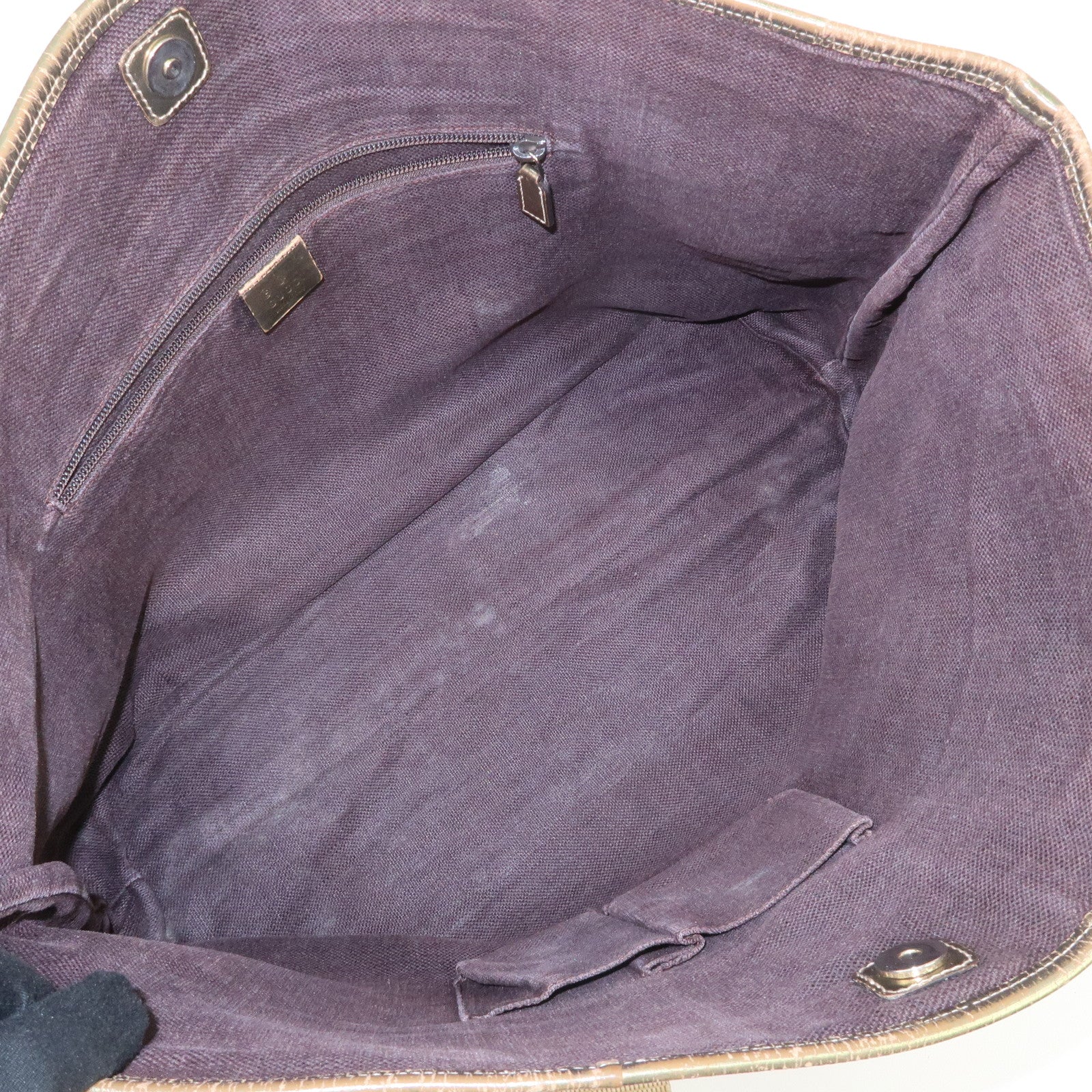 GUCCI Logo GG Canvas Leather Tote Bag Hand Bag Brown Gold 267474