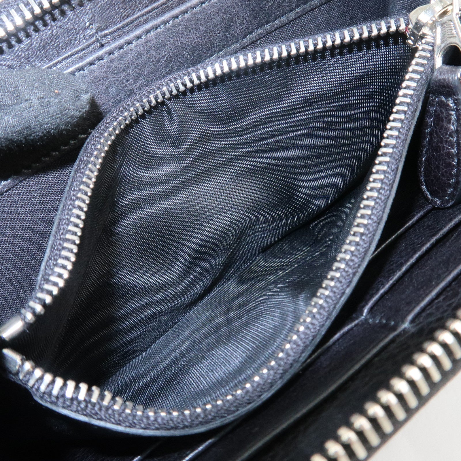 BALENCIAGA Giant Continental Leather Round Zippy Long Wallet Black