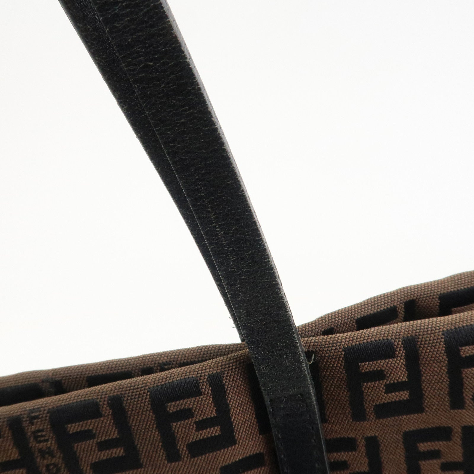FENDI Zucchino Canvas Leather Tote Bag Shoulder Bag Brown 8BH025