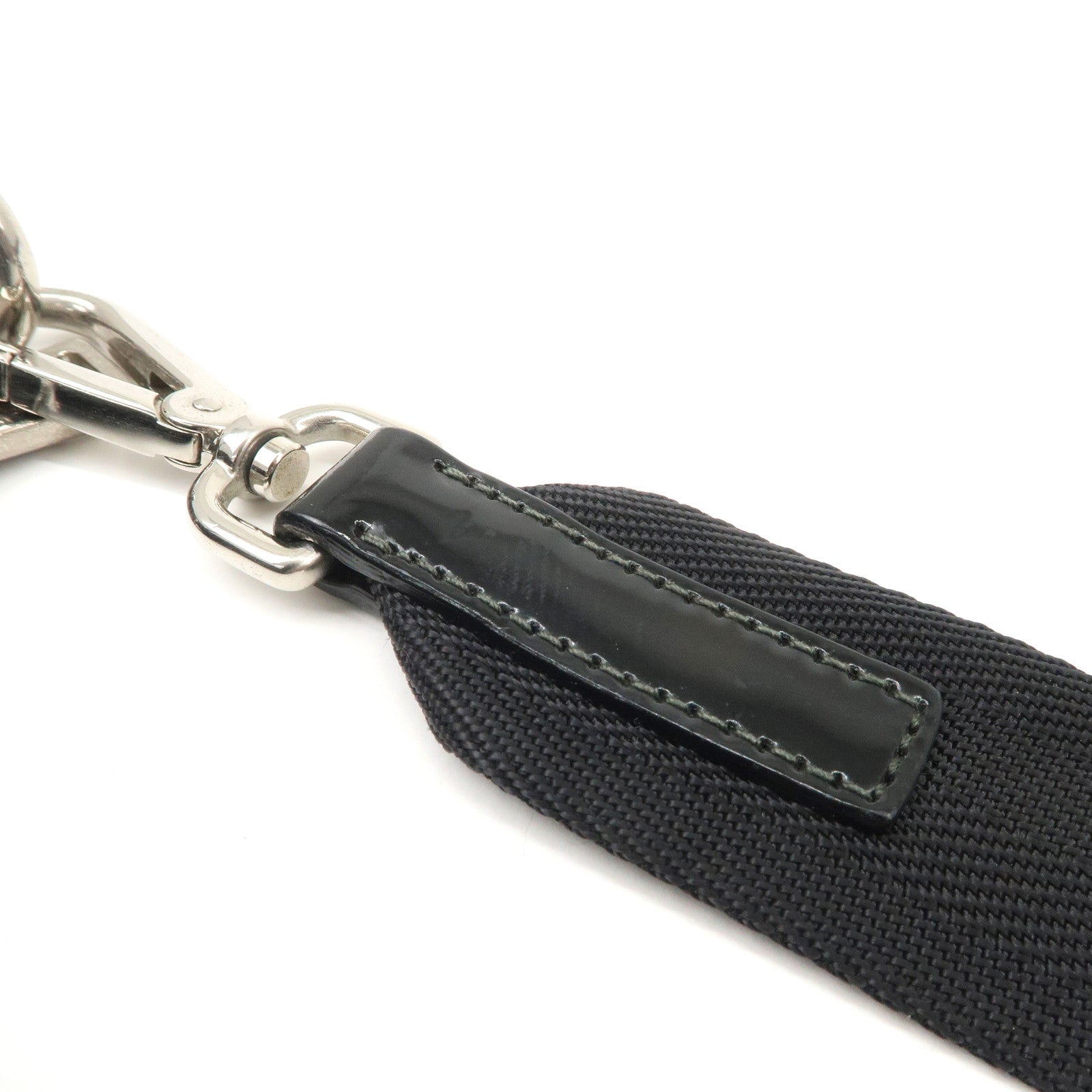 PRADA Triangle Logo Nylon Patent Leather Shoulder Bag Black Used