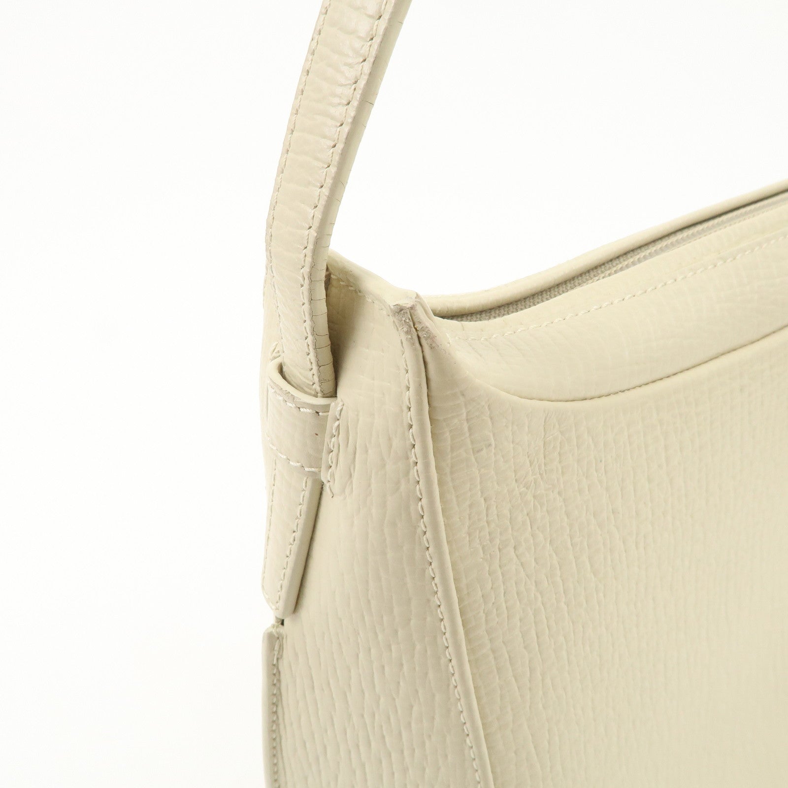 LOEWE Leather Shoulder Bag Ivory Silver Hardware Used