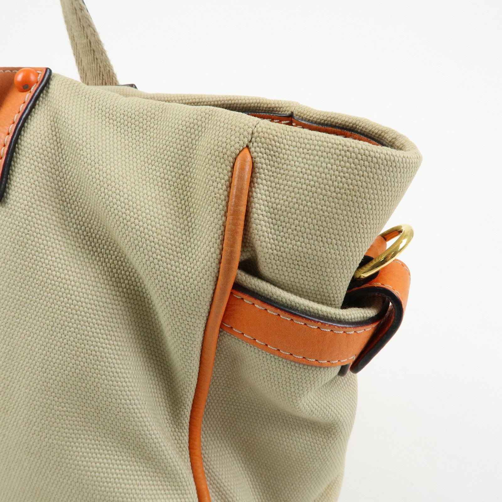 LOEWE Missy Canvas Leather 2Way Bag Tote Bag Beige Orange