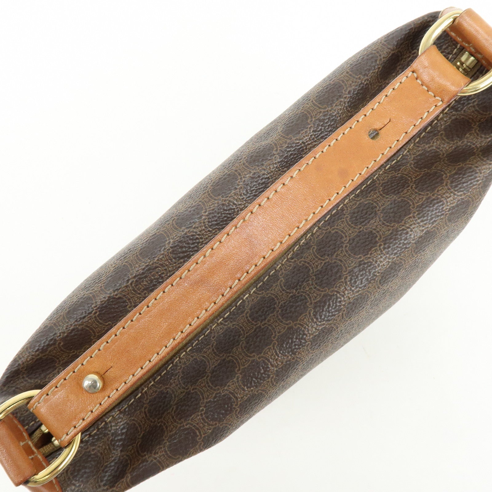 CELINE Macadam PVC Leather Hand Bag Brown