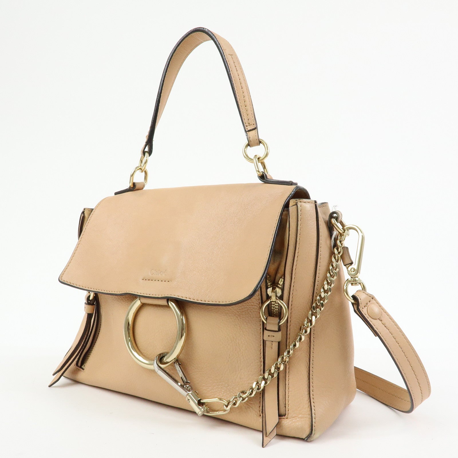 Chloe Leather 2Way Bag Shoulder Bag Hand Bag Beige Authentic Used F/S