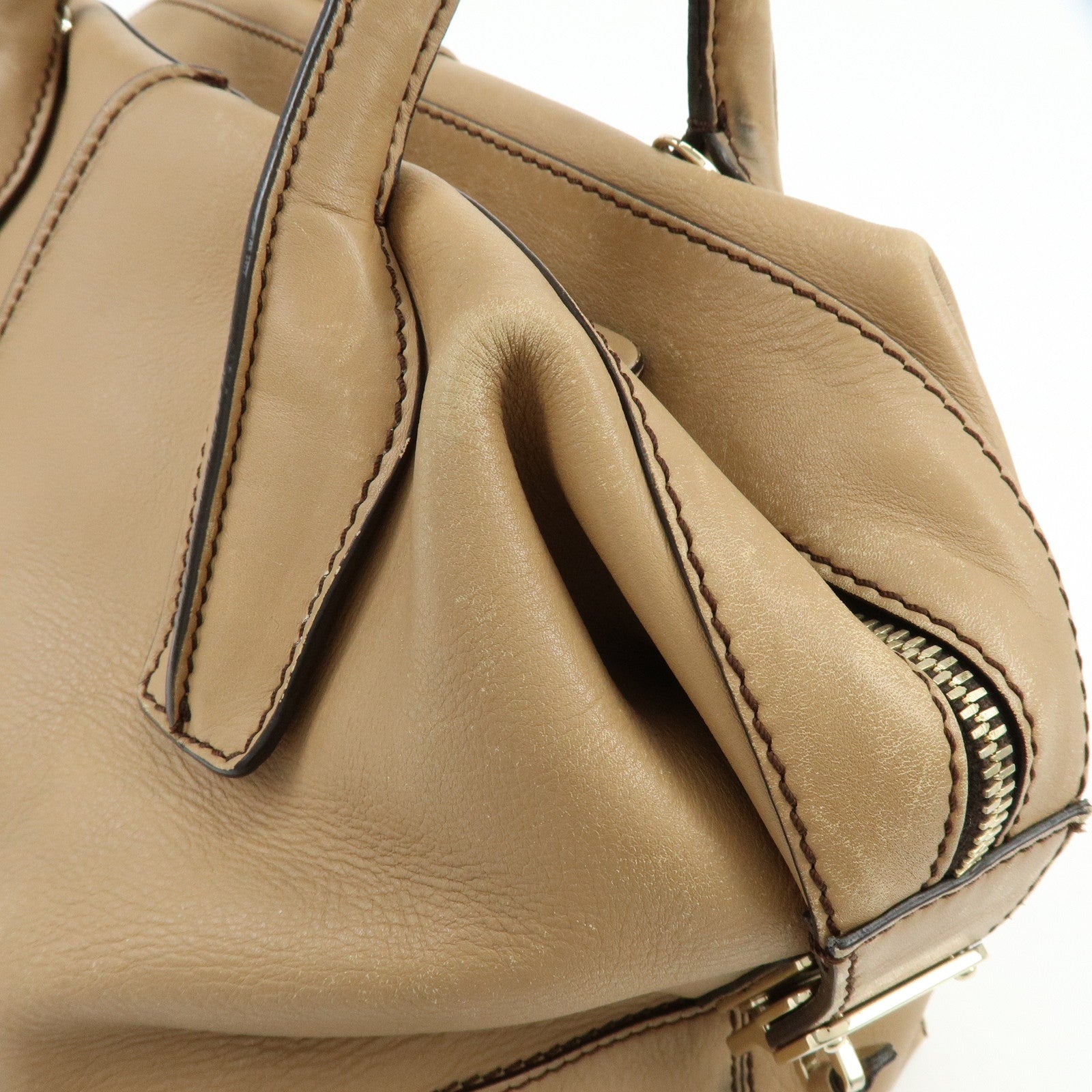 TOD'S D-Cube Leather 2Way Bag Hand Bag Shoulder Bag Beige
