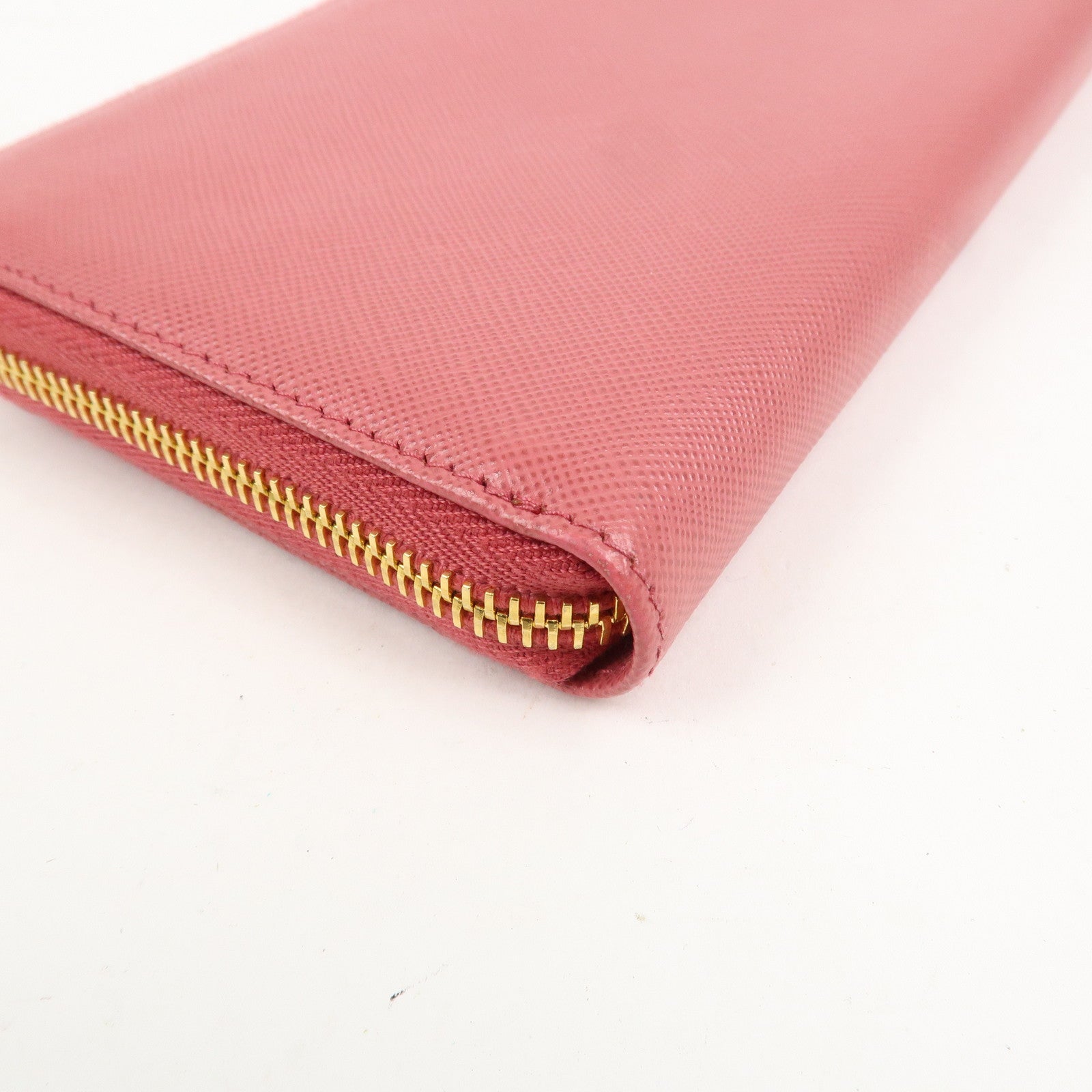 PRADA Logo Saffiano Leather Zippy Long Wallet Pink 1M0506