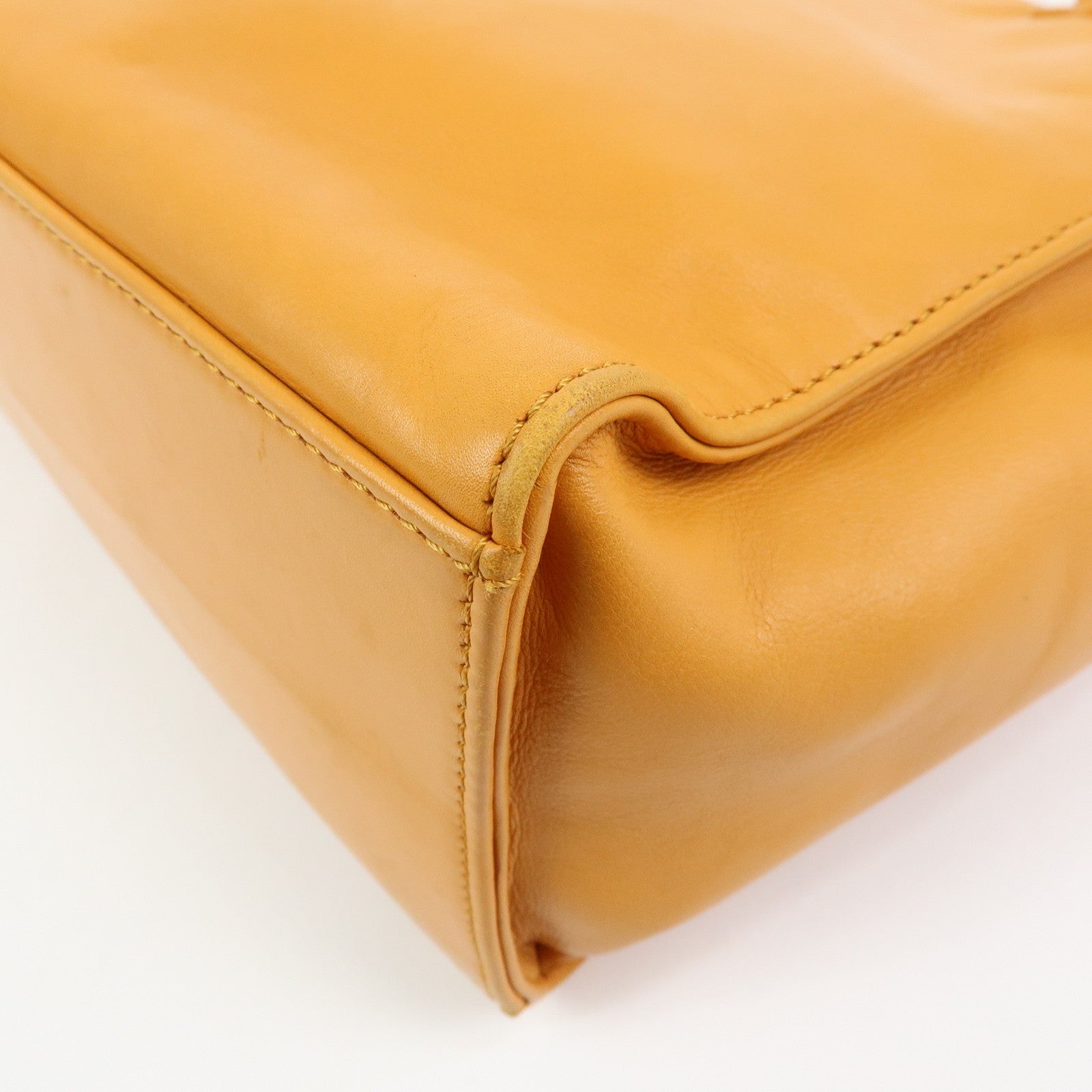 CHANEL COCO Mark Leather Tote Bag Shoulder Bag Orange