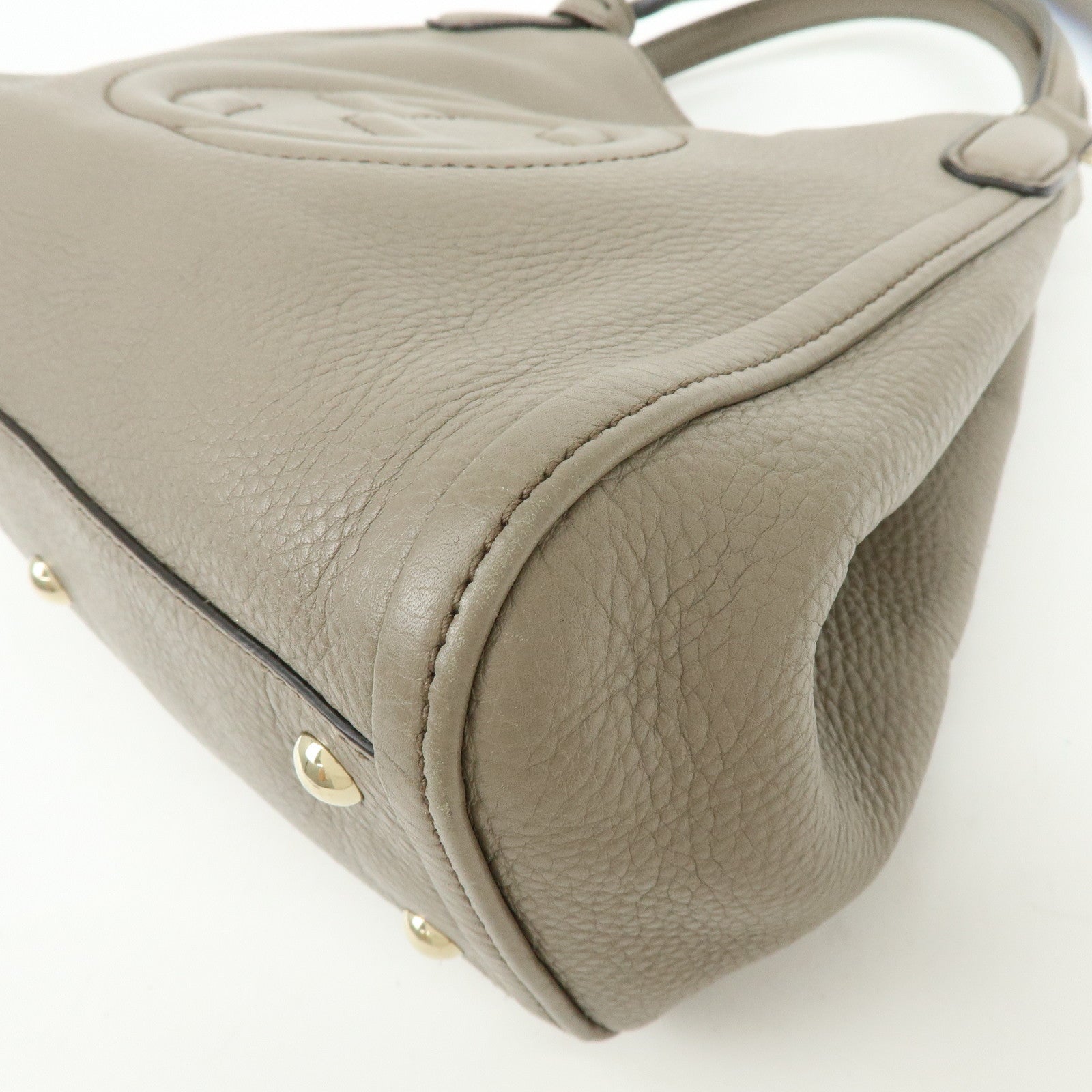 GUCCI SOHO Interlocking G Calf Leather 2Way Hand Bag Gray 336751