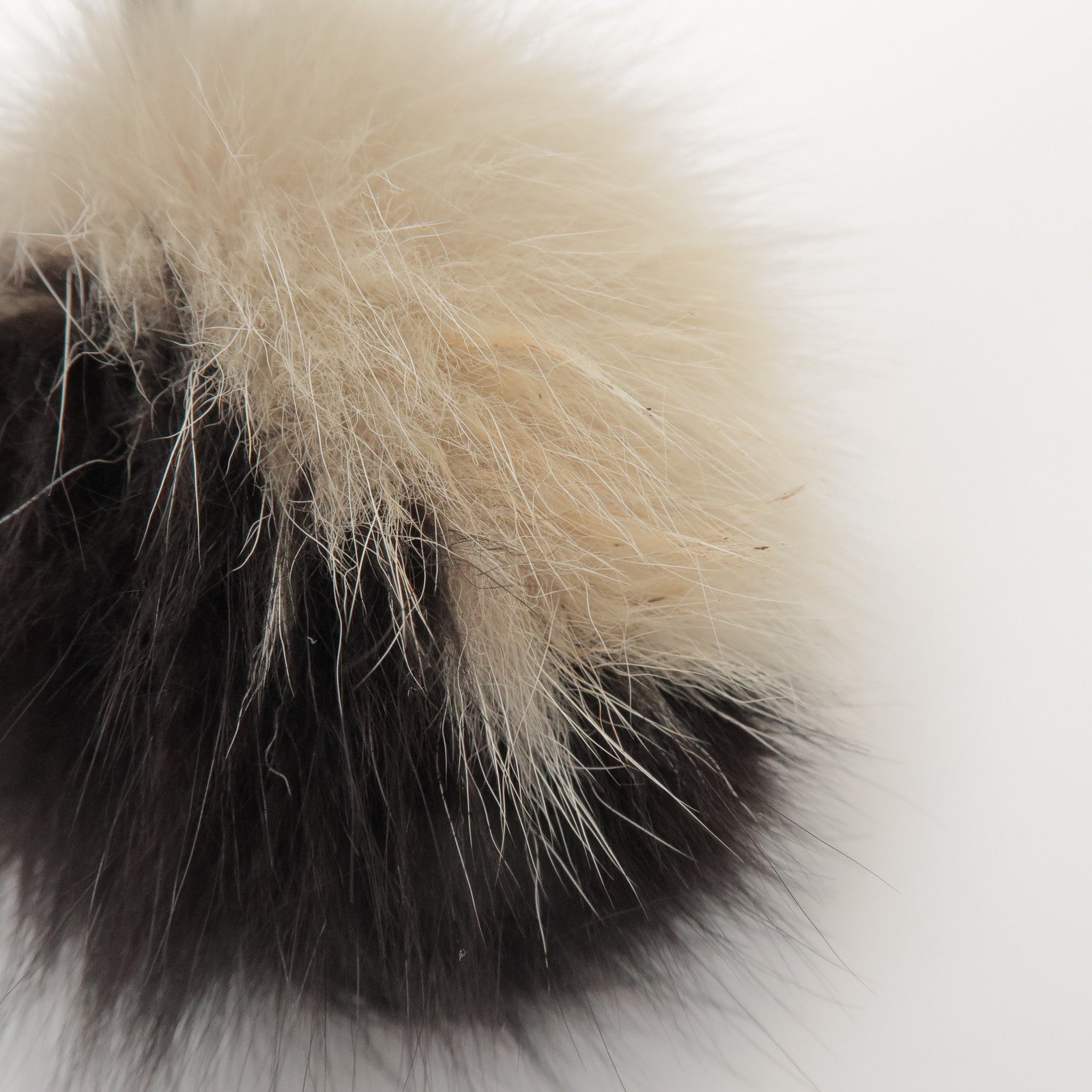 FENDI Fur Leather Bag Charm Key Chain Black White