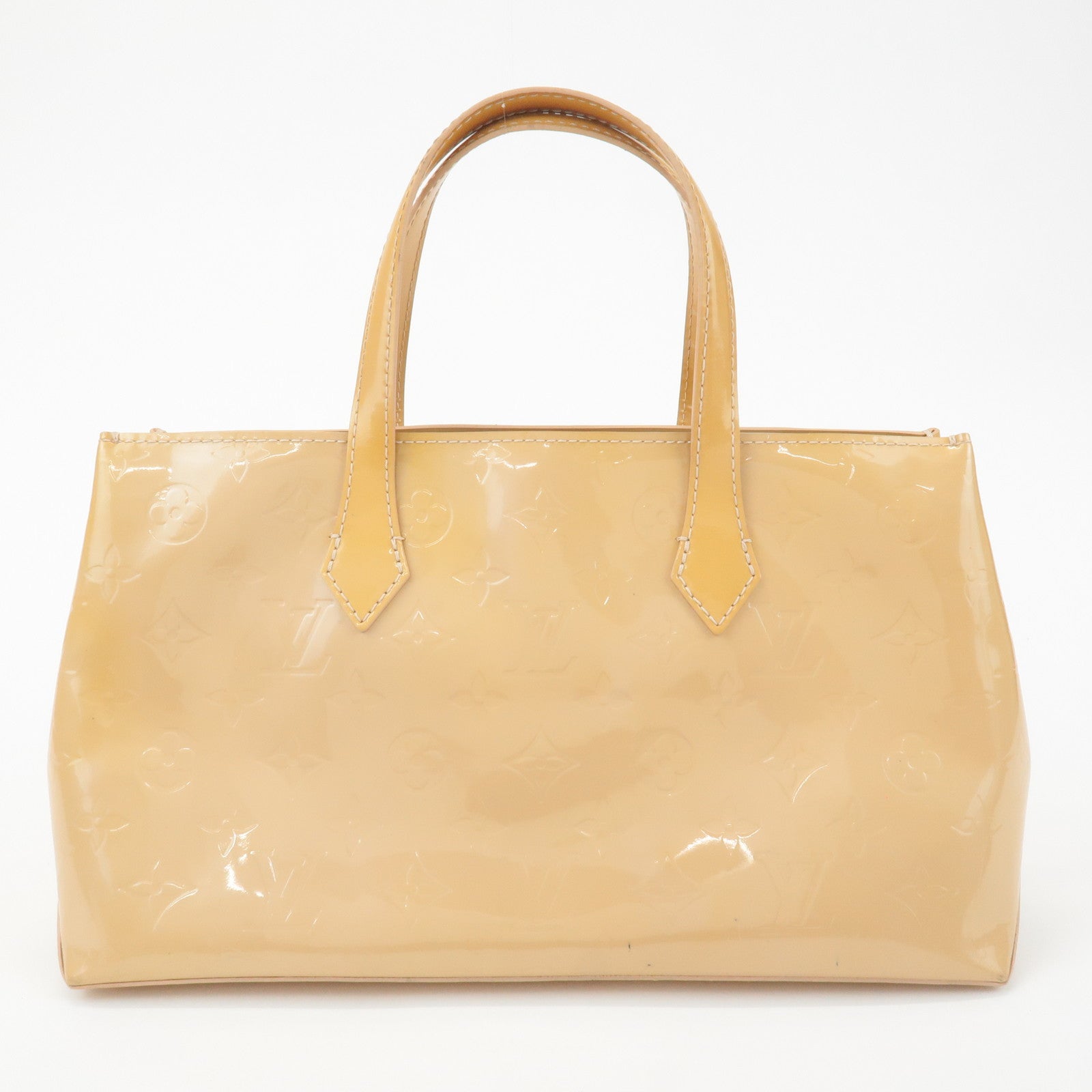 Louis Vuitton Monogram Vernis Wilshire PM Hand Bag Blanc Corail M91642 Used
