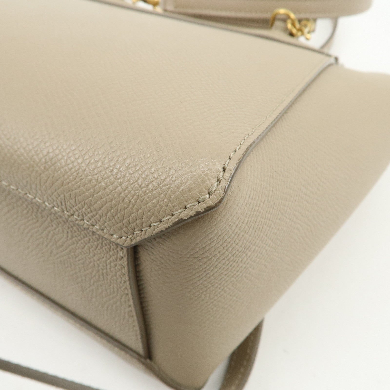 CELINE Belt Bag Leather Nano 2WAY Hand Bag Shoulder Bag Beige